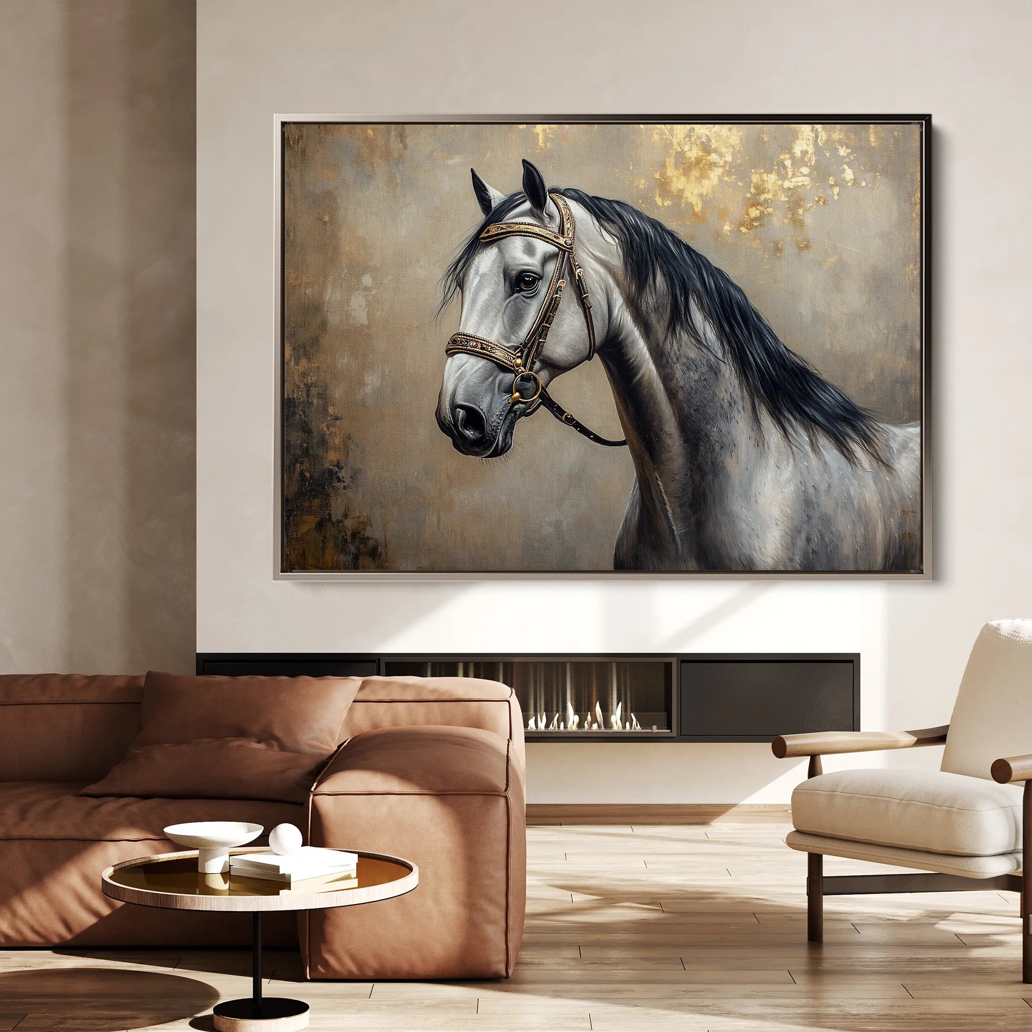 Horses 122 Canvas Art 60 x 40 cm / Black
