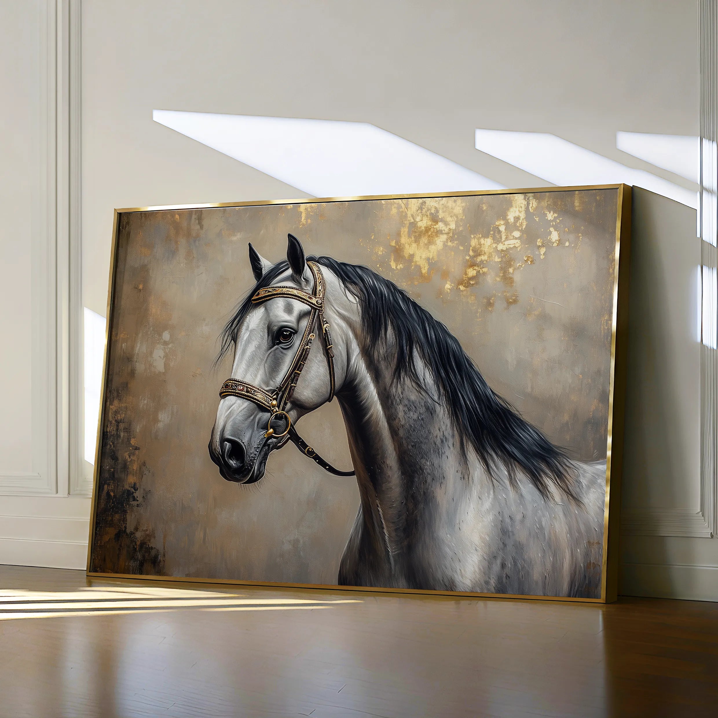Horses 122 Canvas Art 60 x 40 cm / Black