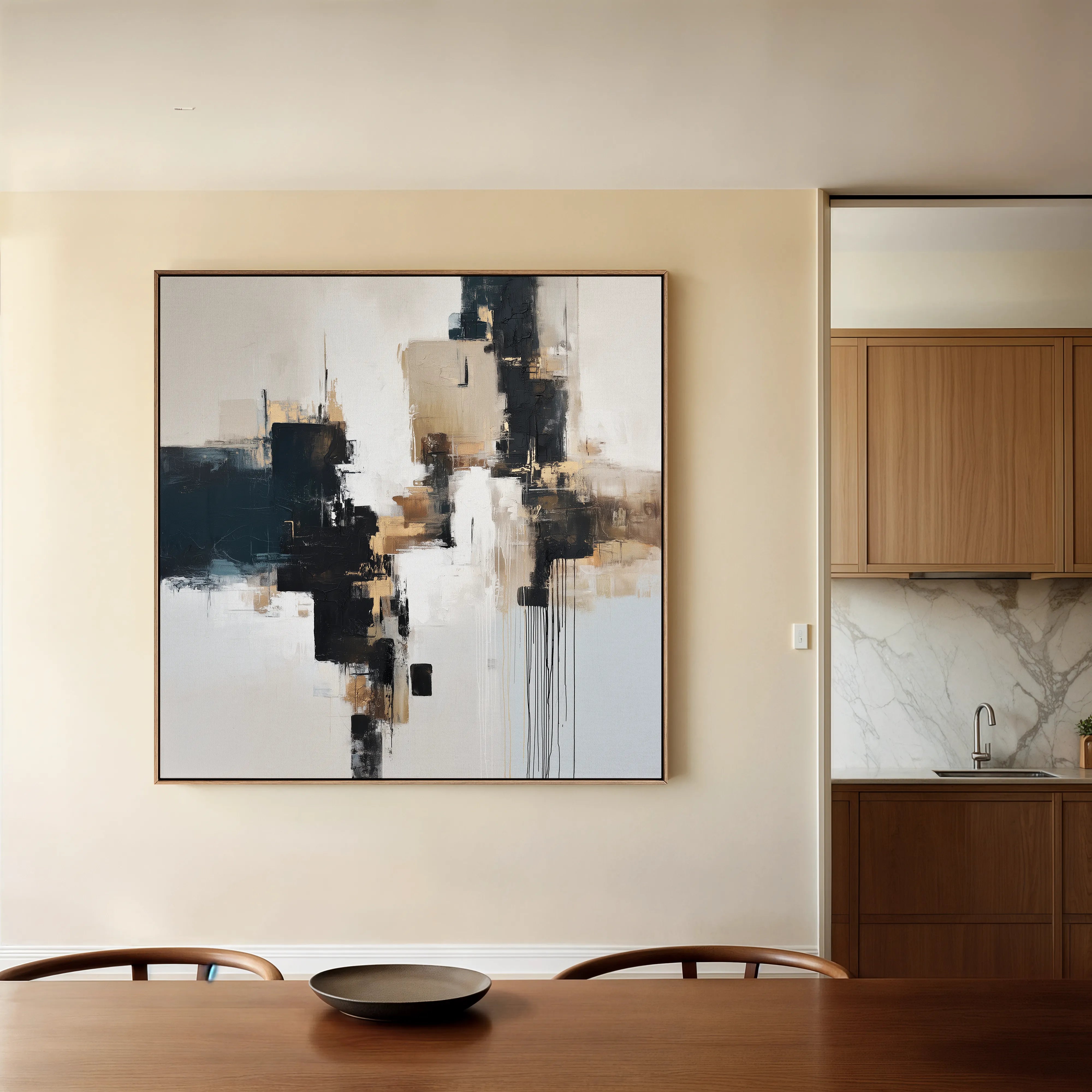 Abstract 1221 Canvas Art 60 x 60 cm / Black