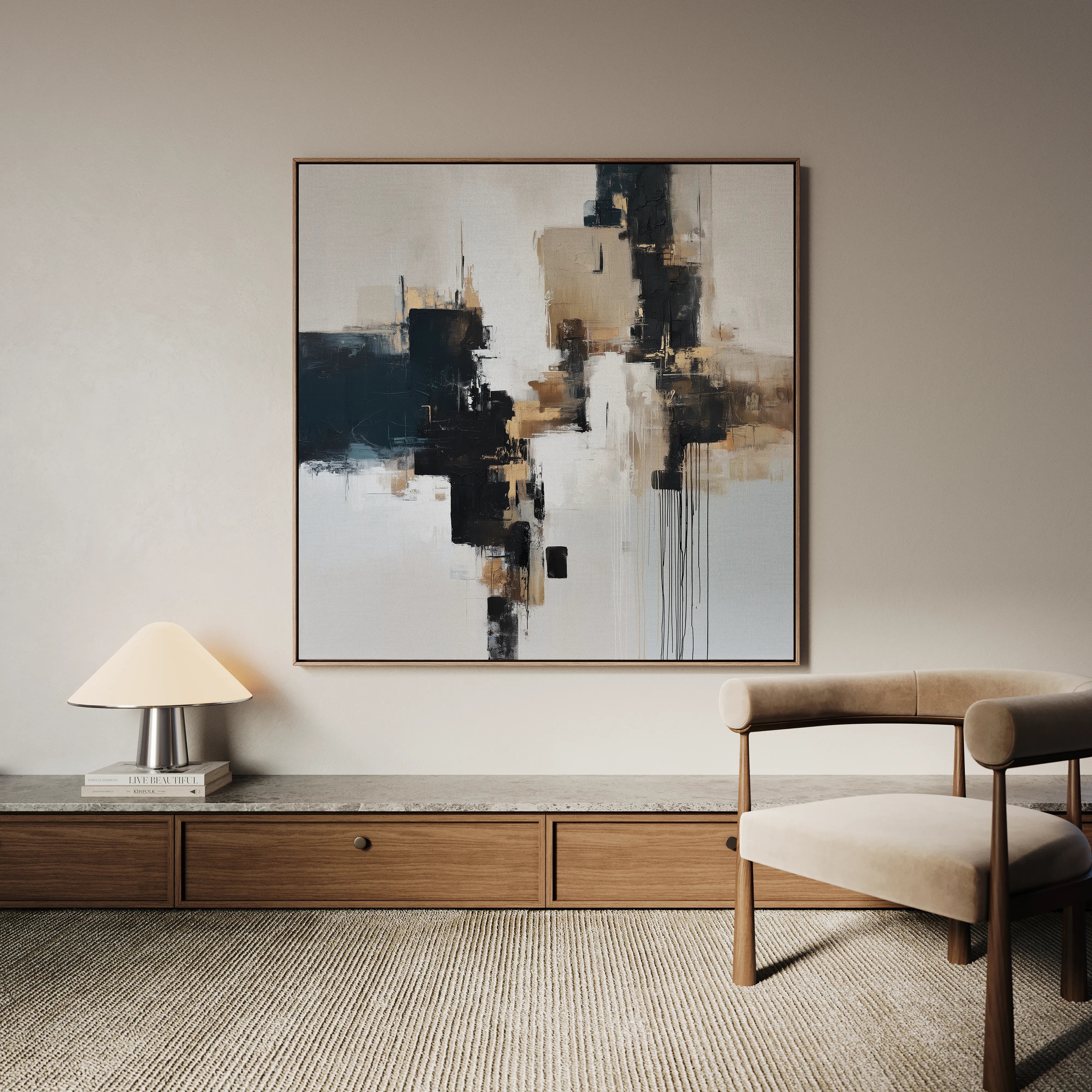Abstract 1221 Canvas Art 60 x 60 cm / Black