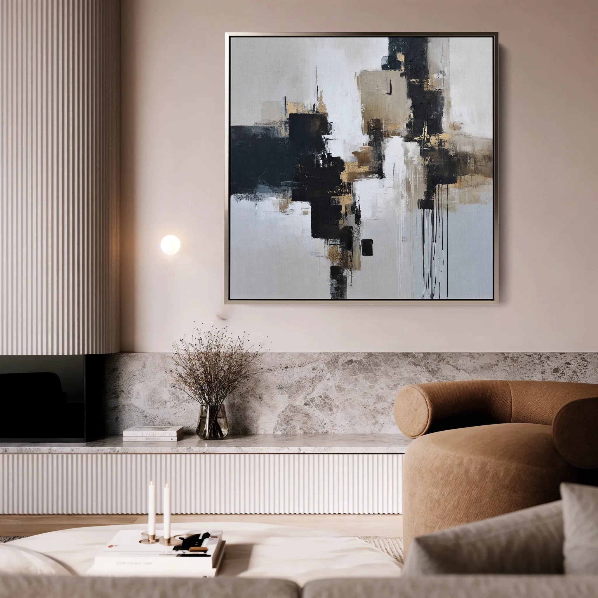 Abstract 1221 Canvas Art 60 x 60 cm / Black