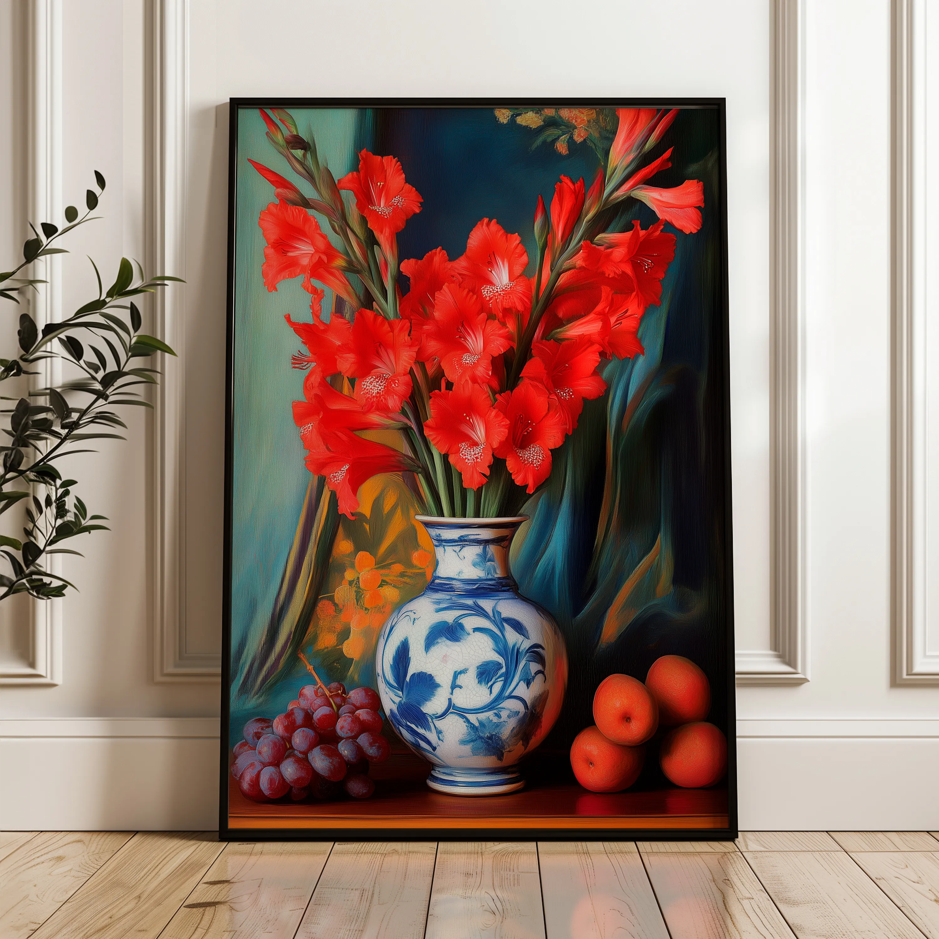 Floral 1221 Canvas Art 60 x 40 cm / Black