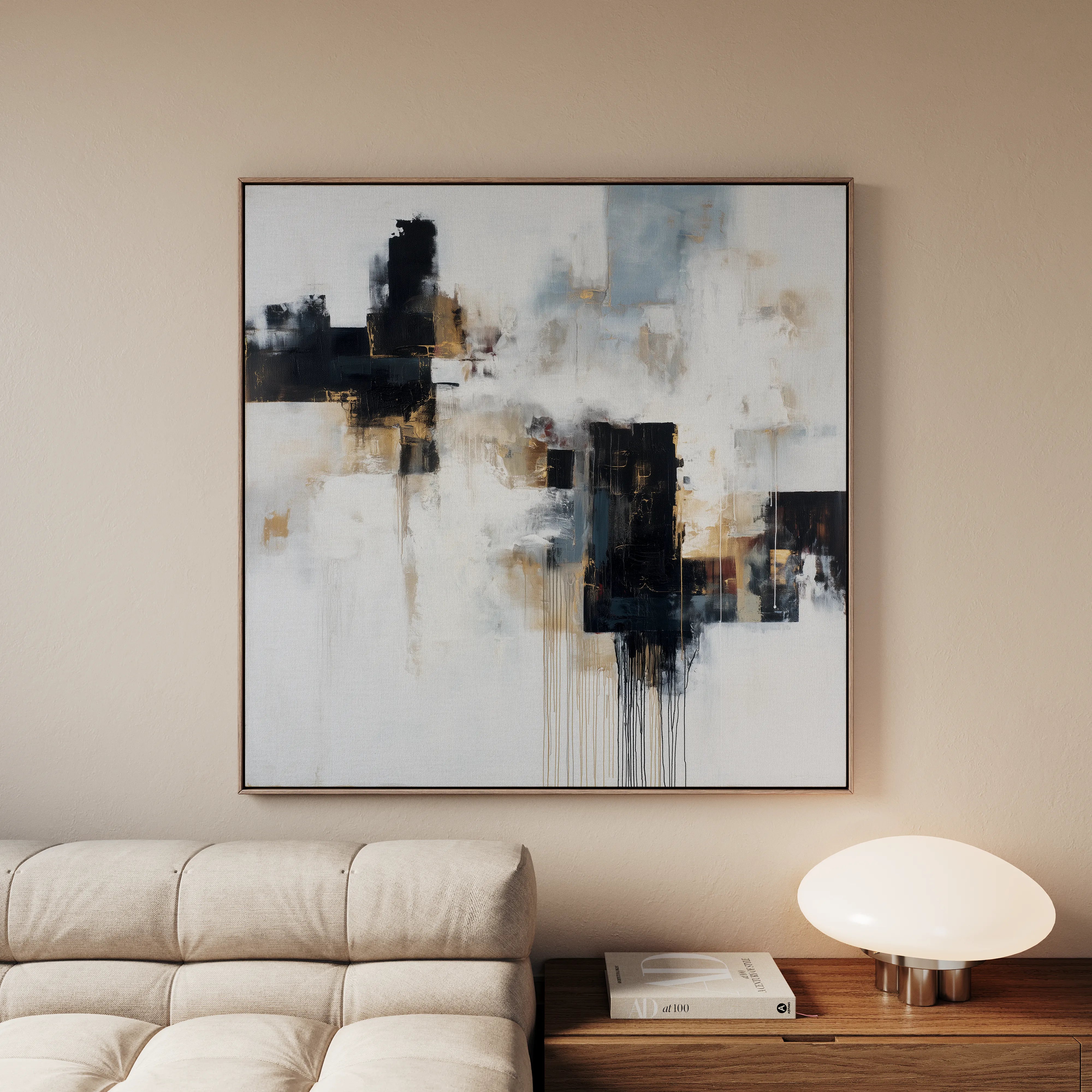 Abstract 1223 Canvas Art 60 x 60 cm / Black