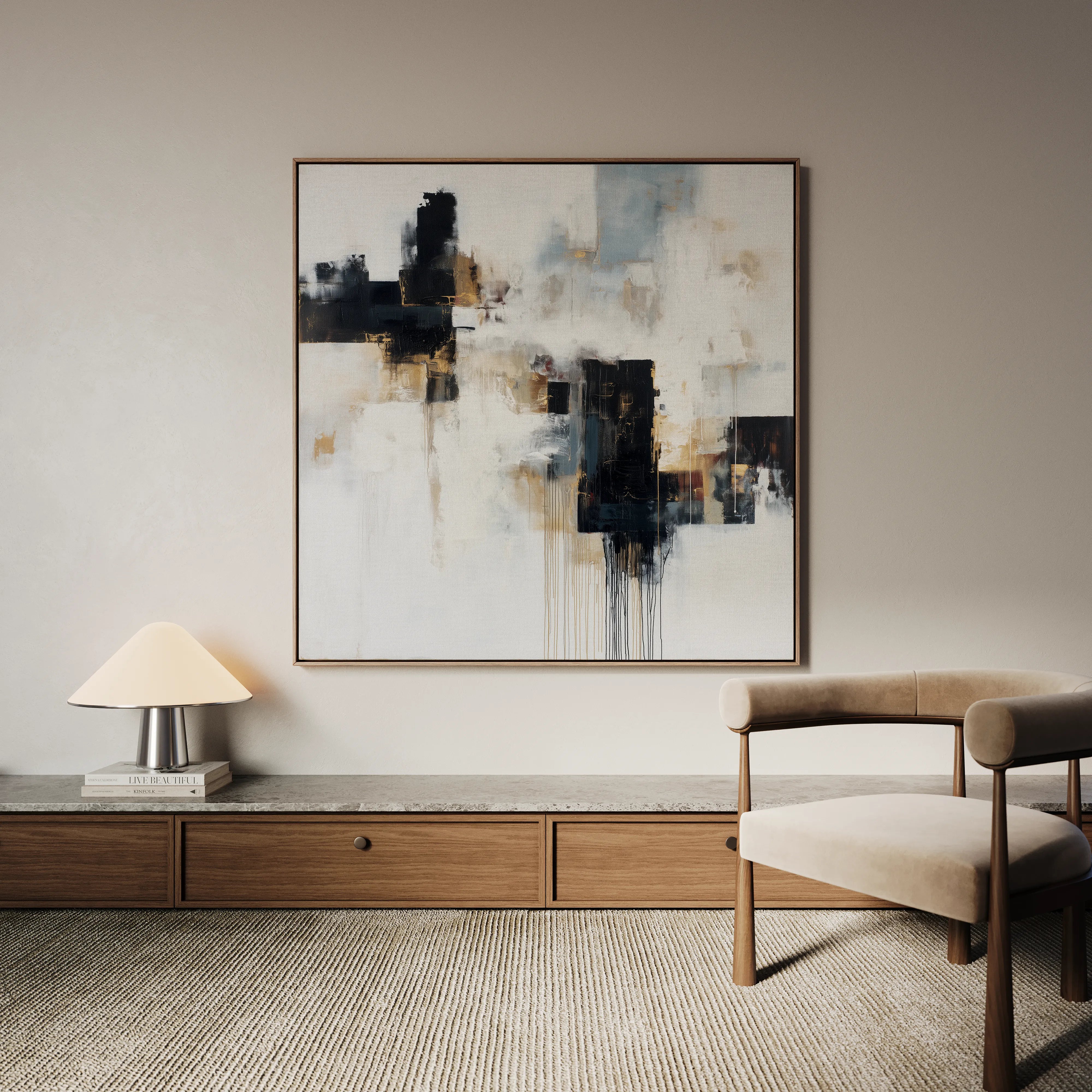 Abstract 1223 Canvas Art 60 x 60 cm / Black