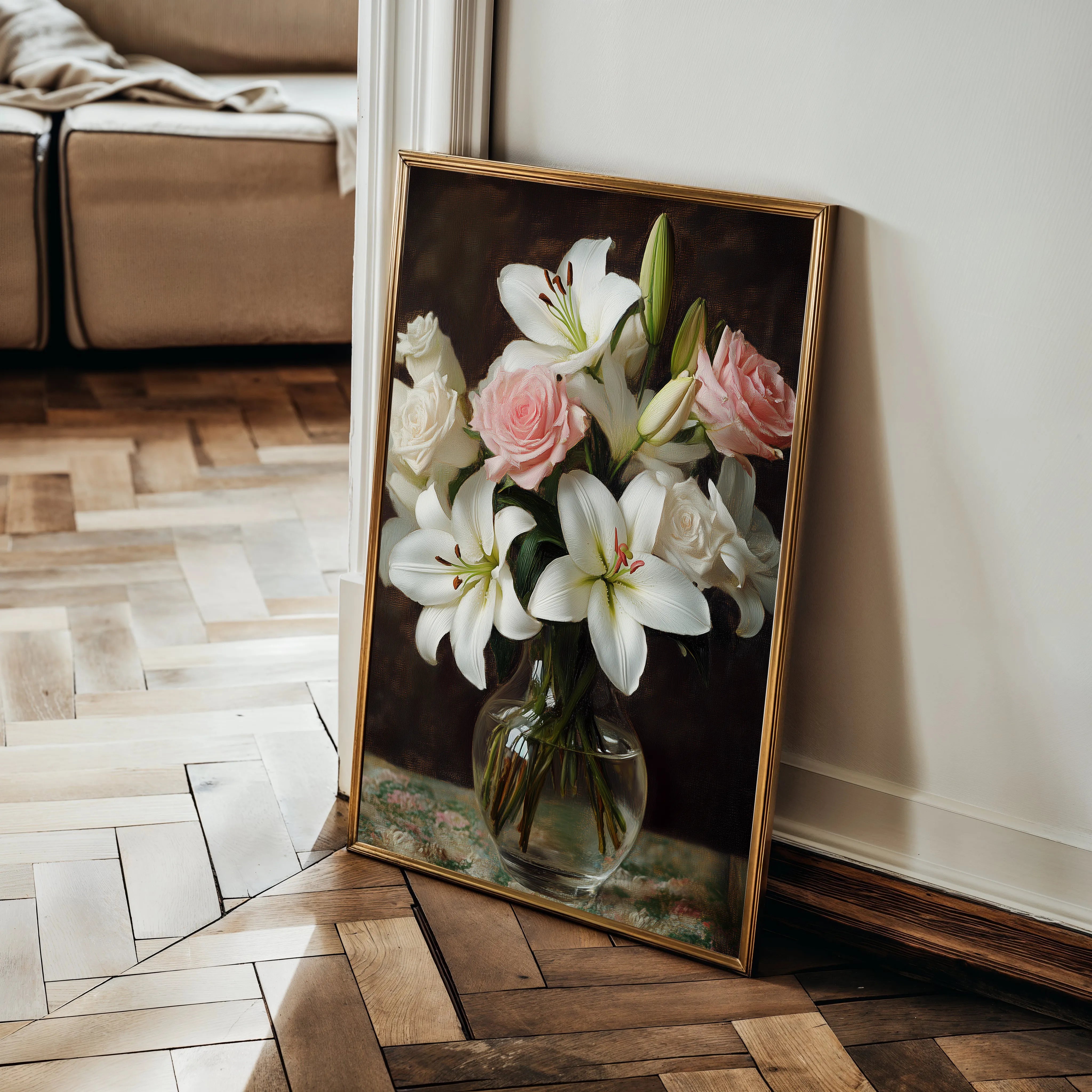 Floral 1226 Canvas Art 60 x 40 cm / Black