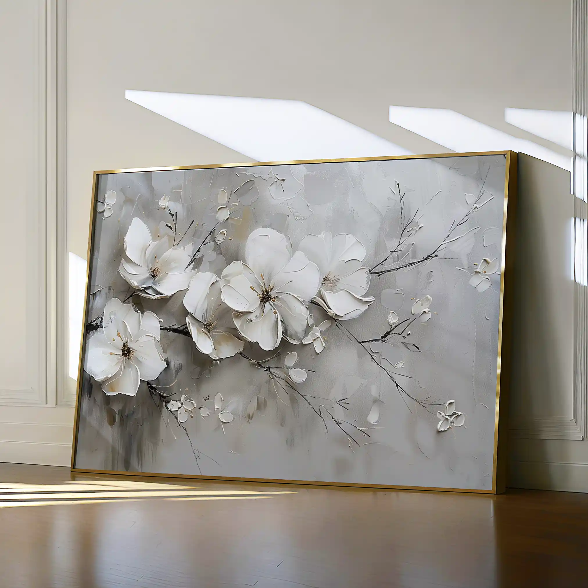 Floral 123 Canvas Art 60 x 40 cm / Black