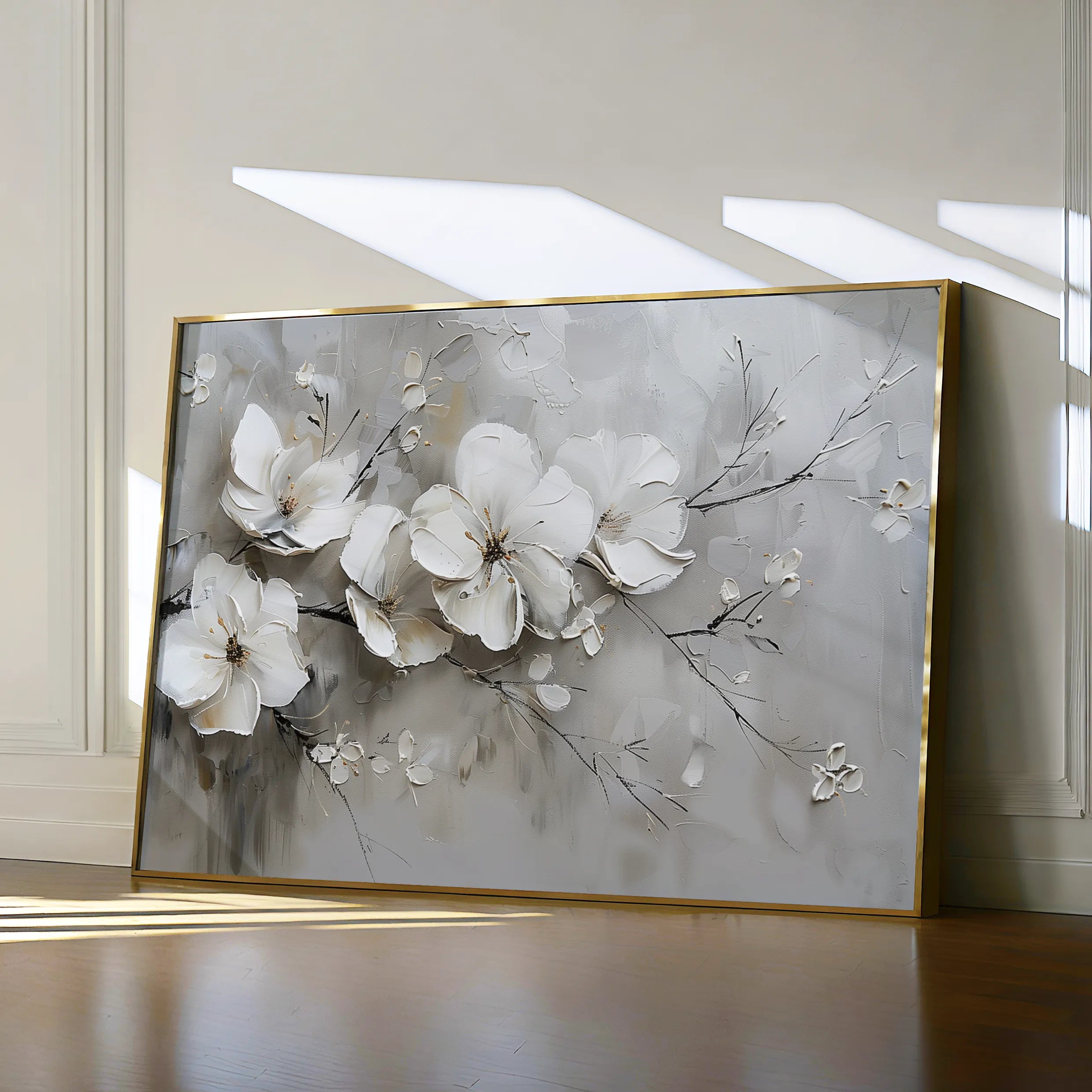 Floral 123 Canvas Art 60 x 40 cm / Black