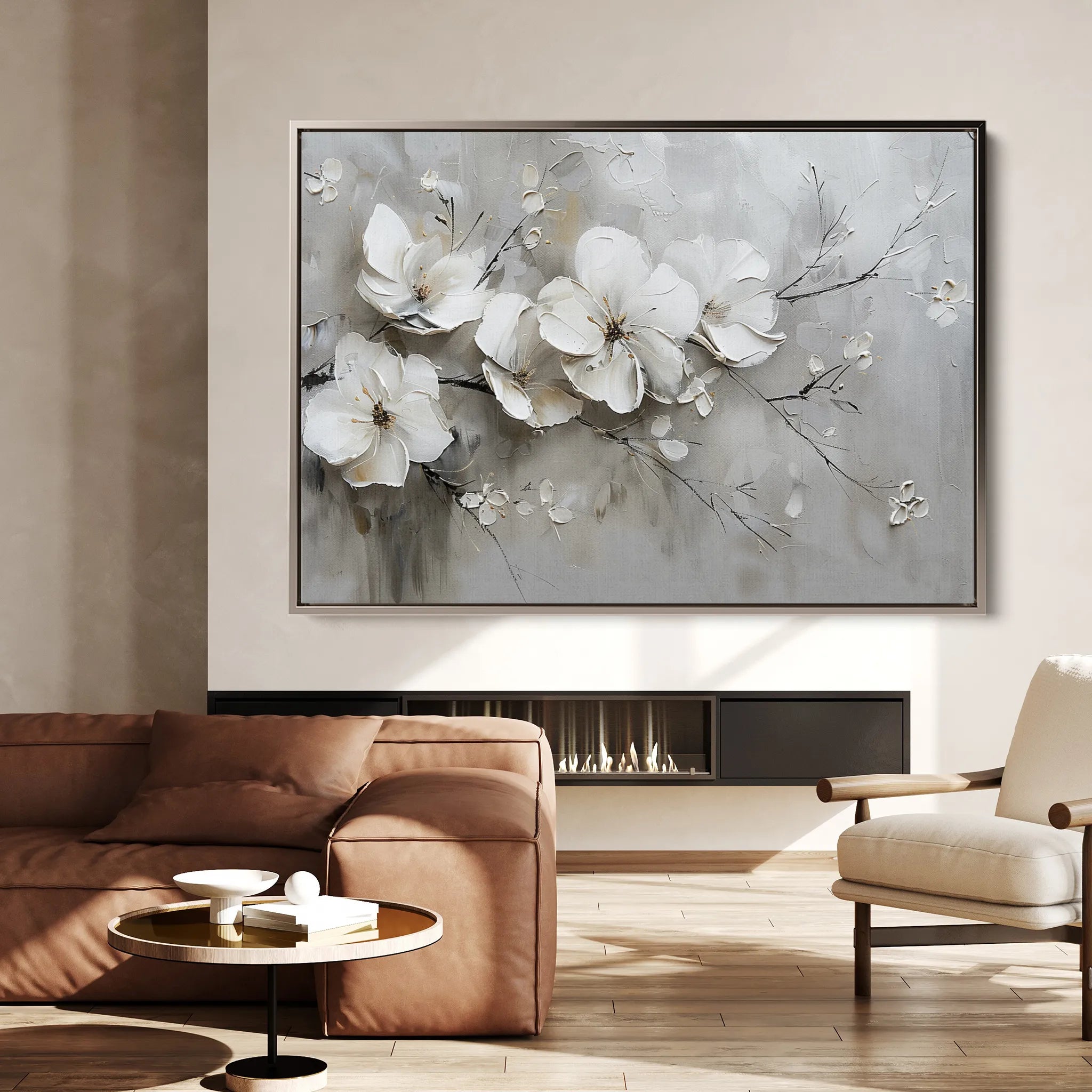 Floral 123 Canvas Art 60 x 40 cm / Black