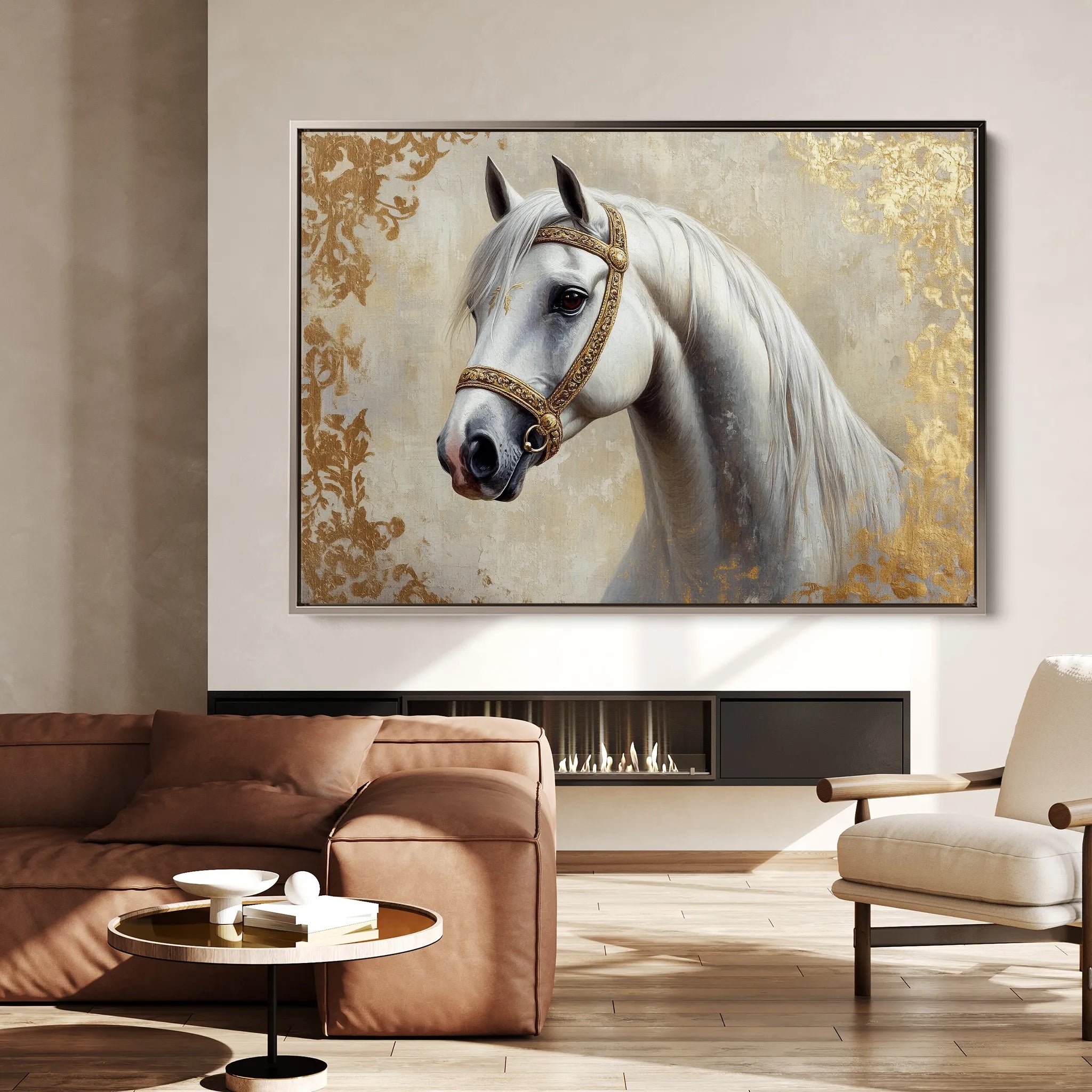 Horses 123 Canvas Art 60 x 40 cm / Black