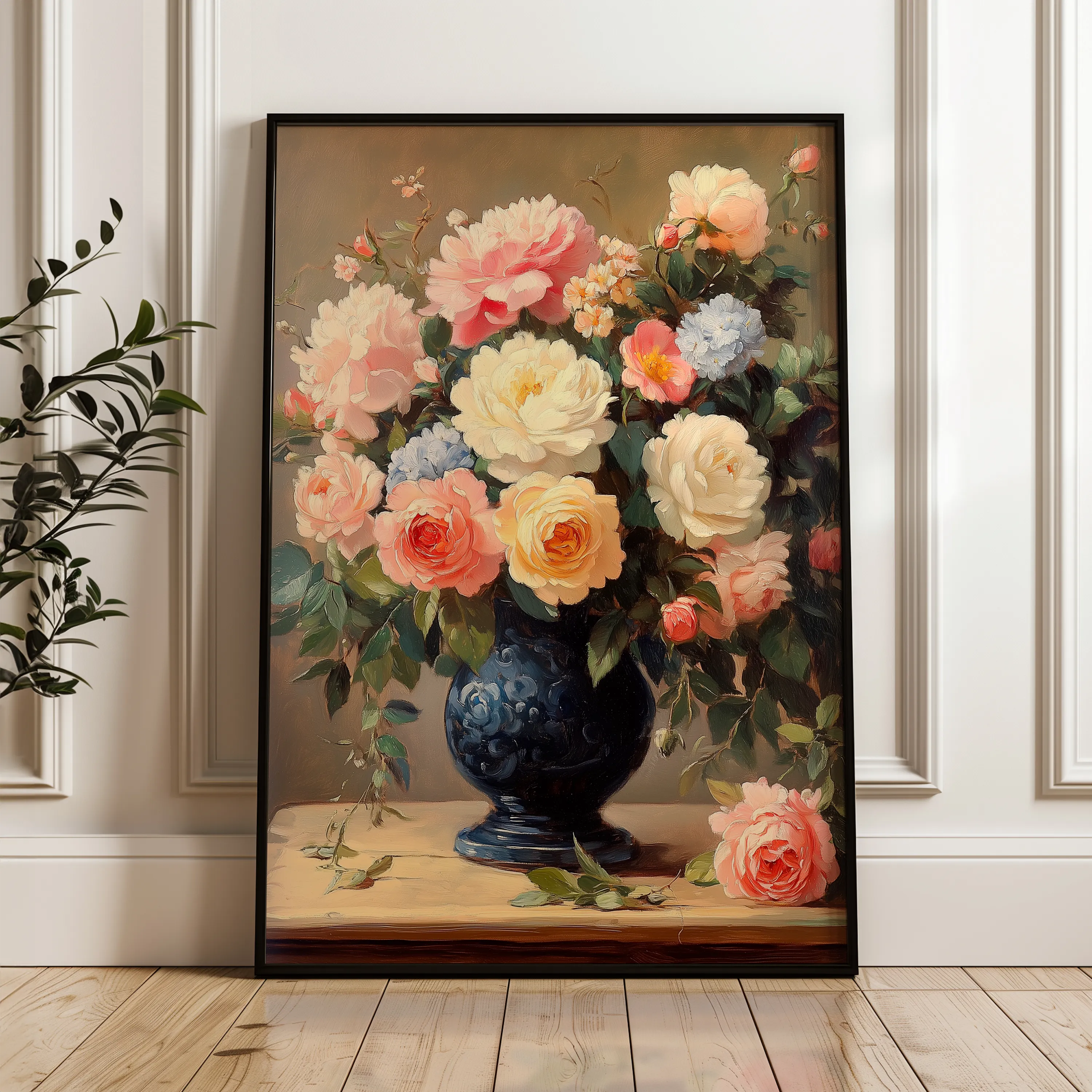 Floral 1238 Canvas Art 60 x 40 cm / Black