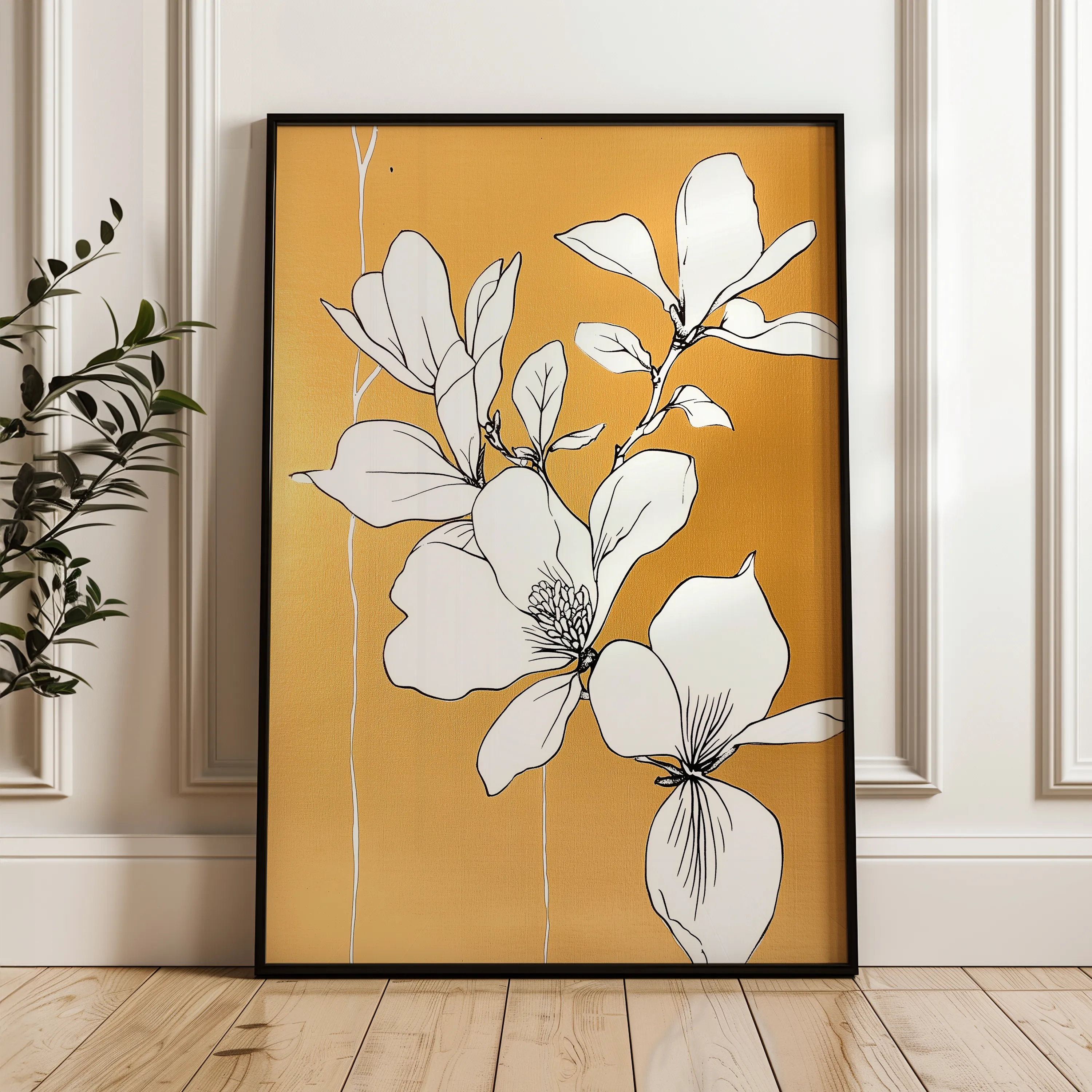 Floral 1239 Canvas Art 60 x 40 cm / Black