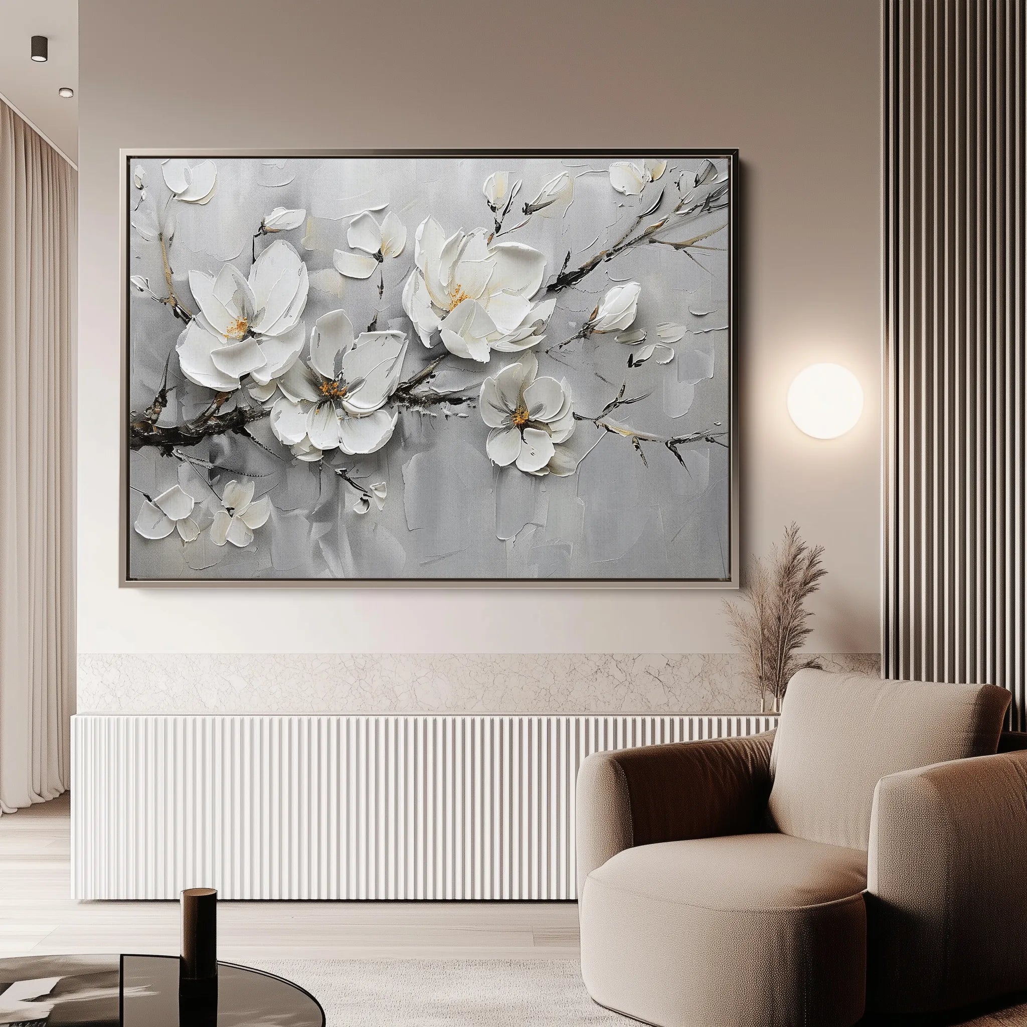 Floral 124 Canvas Art 60 x 40 cm / Black