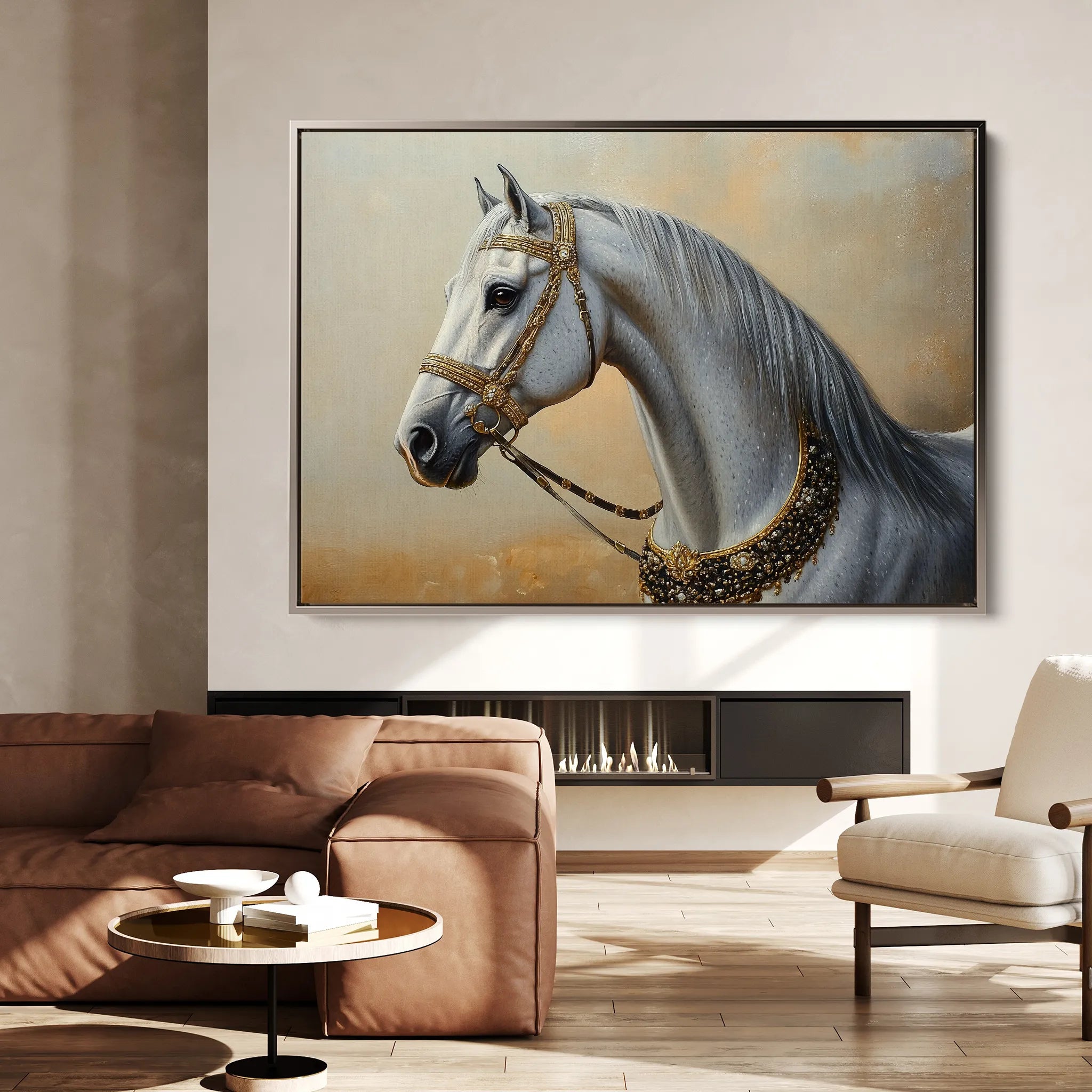 Horses 124 Canvas Art 60 x 40 cm / Black