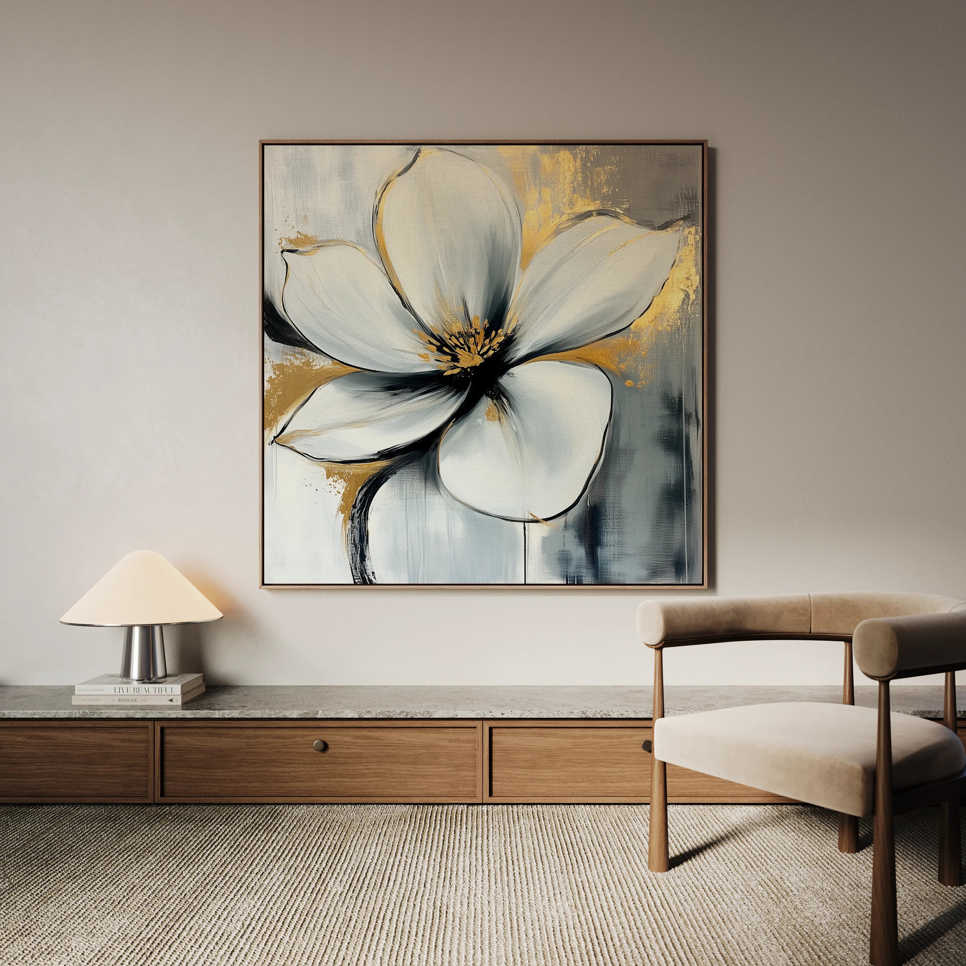 Floral 1242 Canvas Art 60 x 60 cm / Black