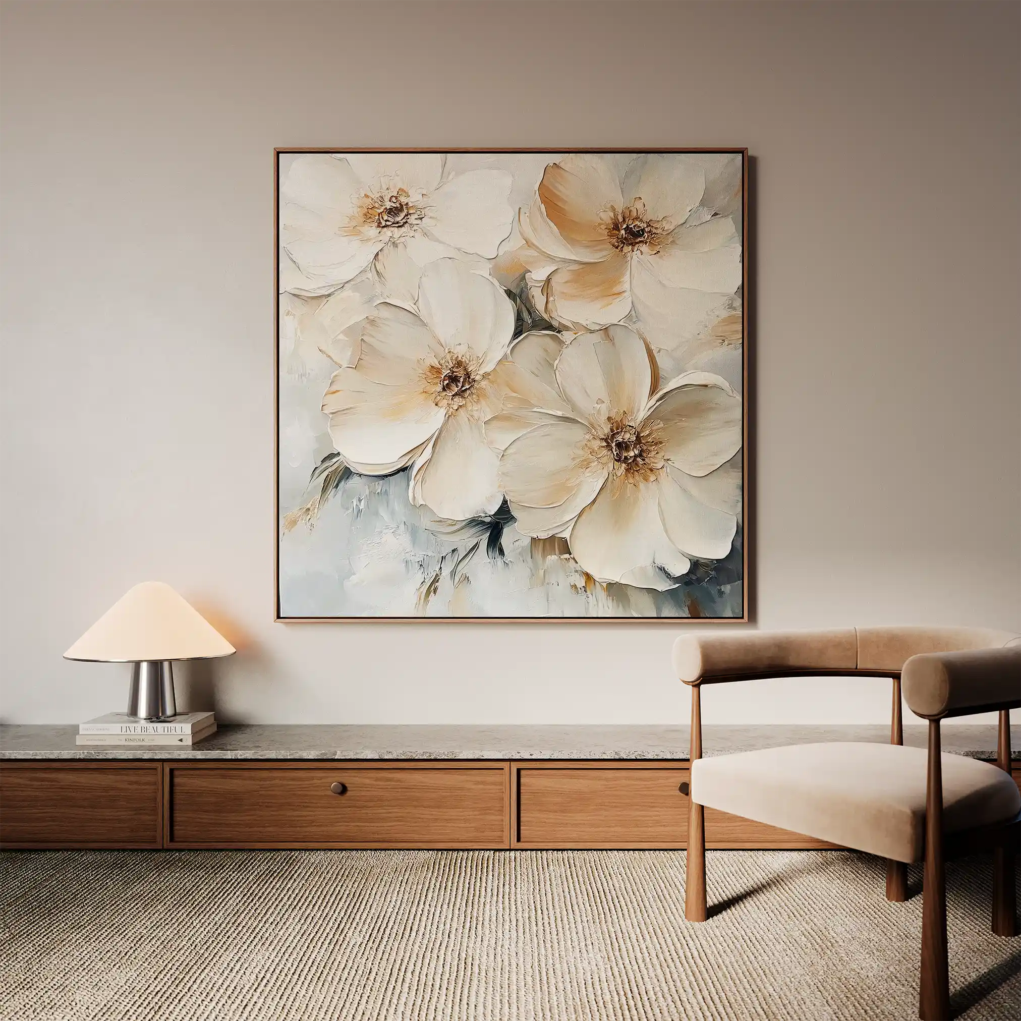Floral 1245 Canvas Art 60 x 60 cm / Black