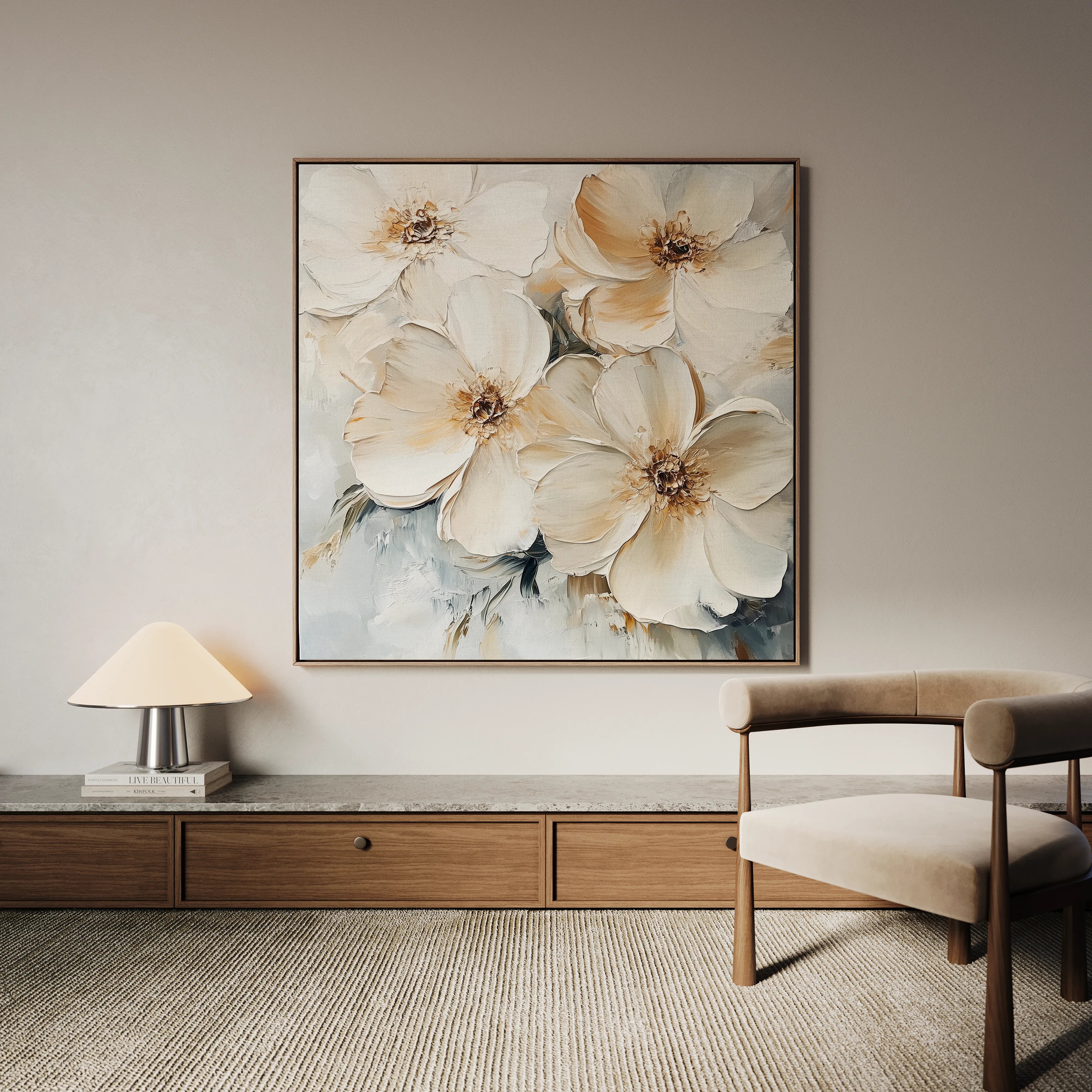 Floral 1245 Canvas Art 60 x 60 cm / Black