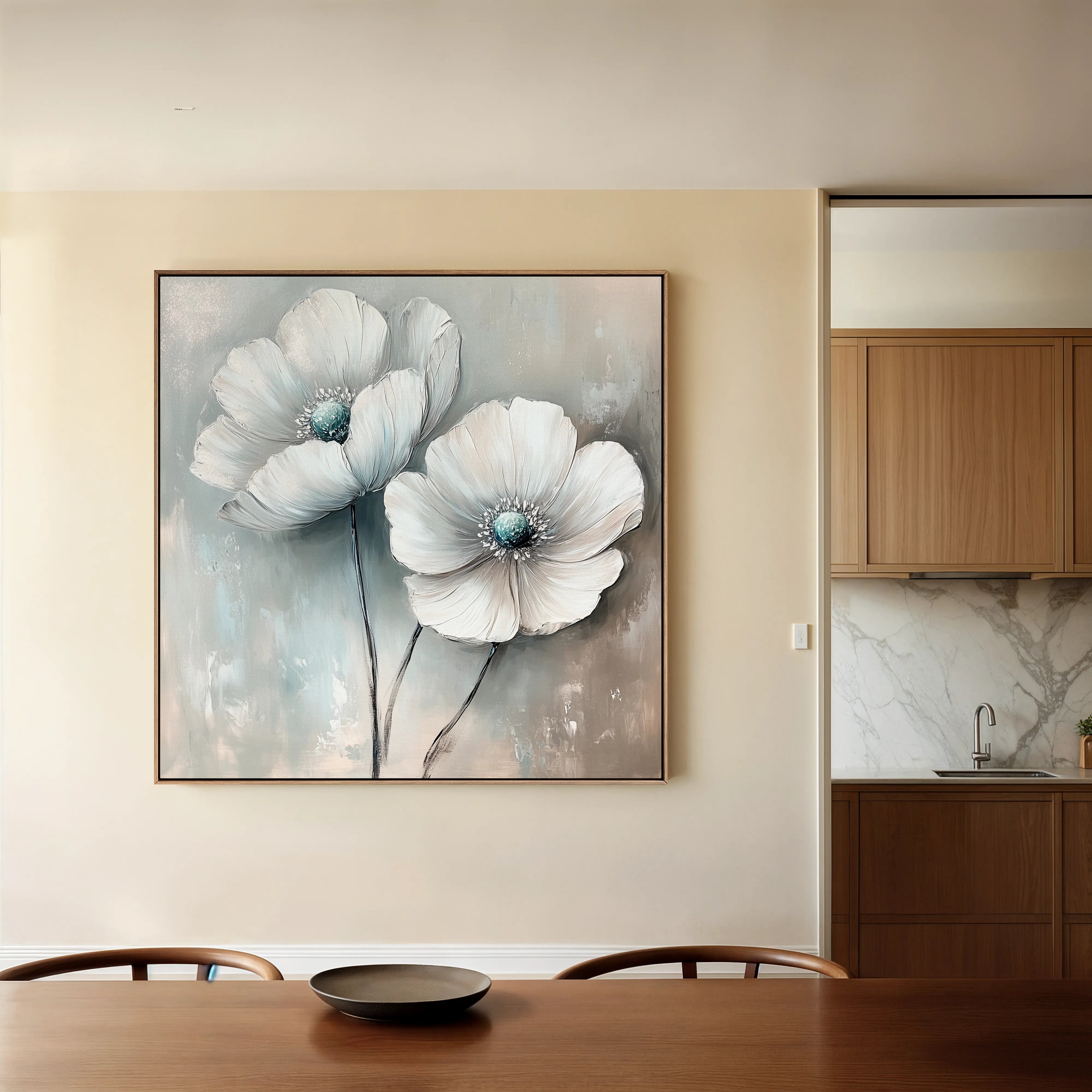 Floral 1247 Canvas Art 60 x 60 cm / Black
