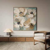 Floral 1248 Canvas Art 60 x 60 cm / Black
