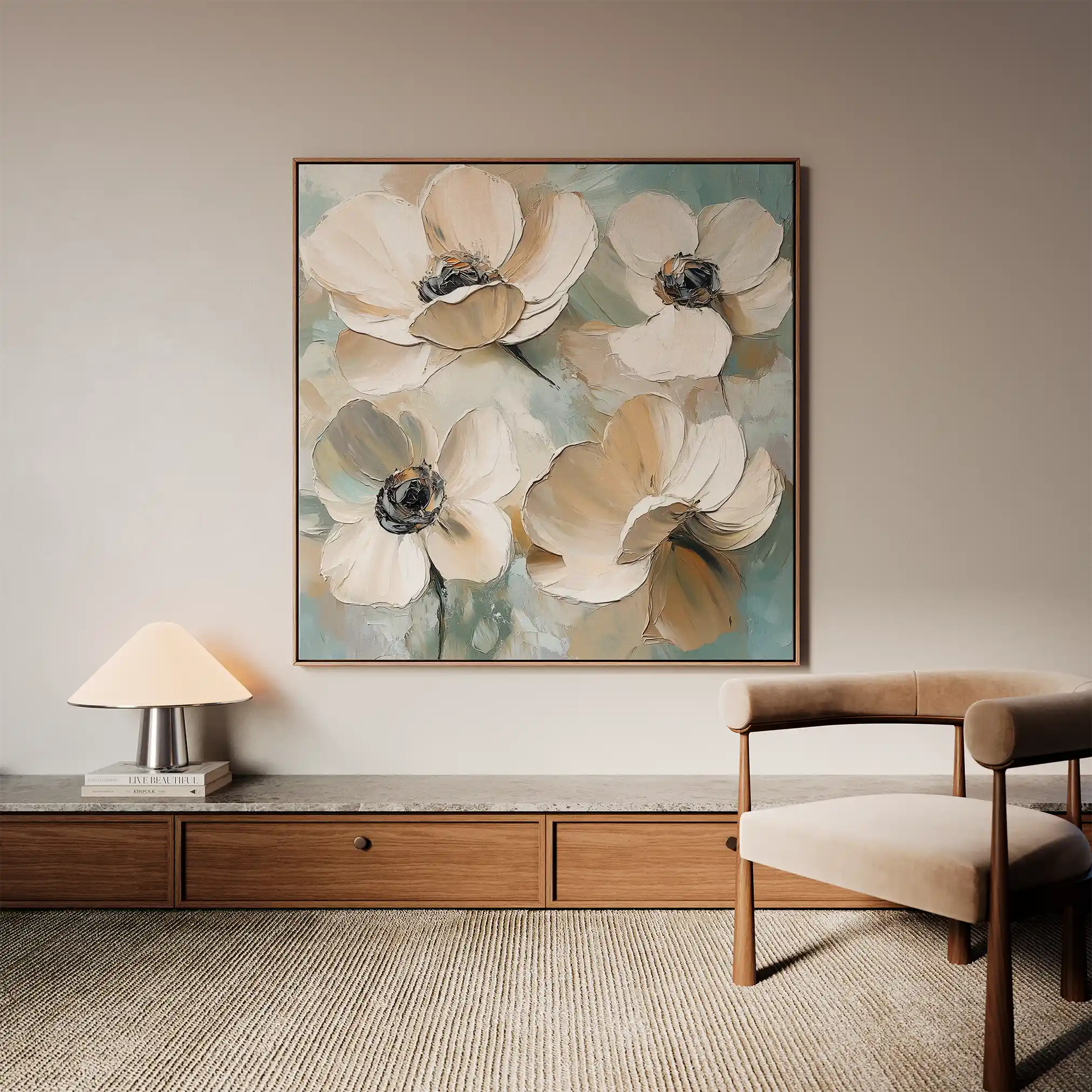 Floral 1248 Canvas Art 60 x 60 cm / Black