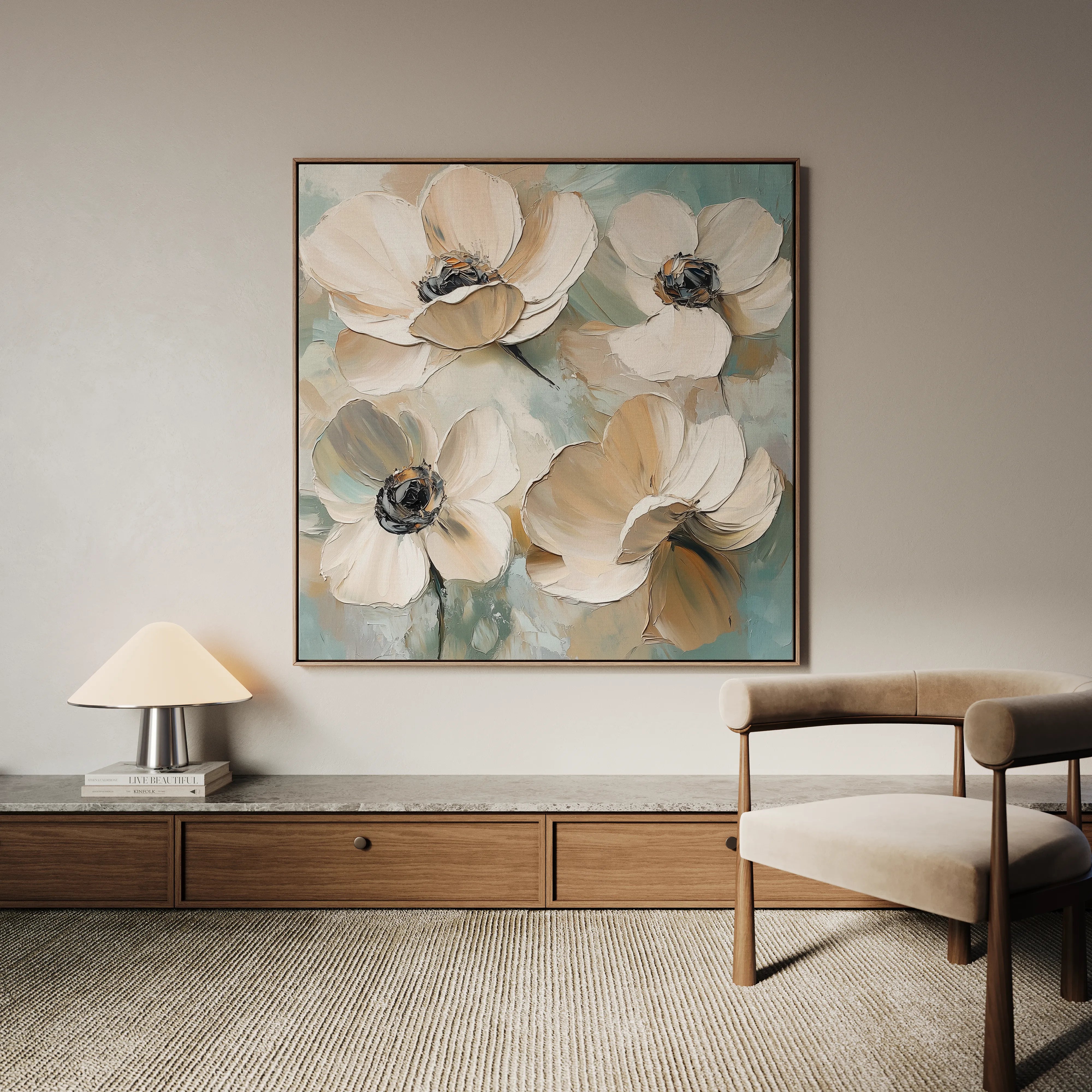 Floral 1248 Canvas Art 60 x 60 cm / Black