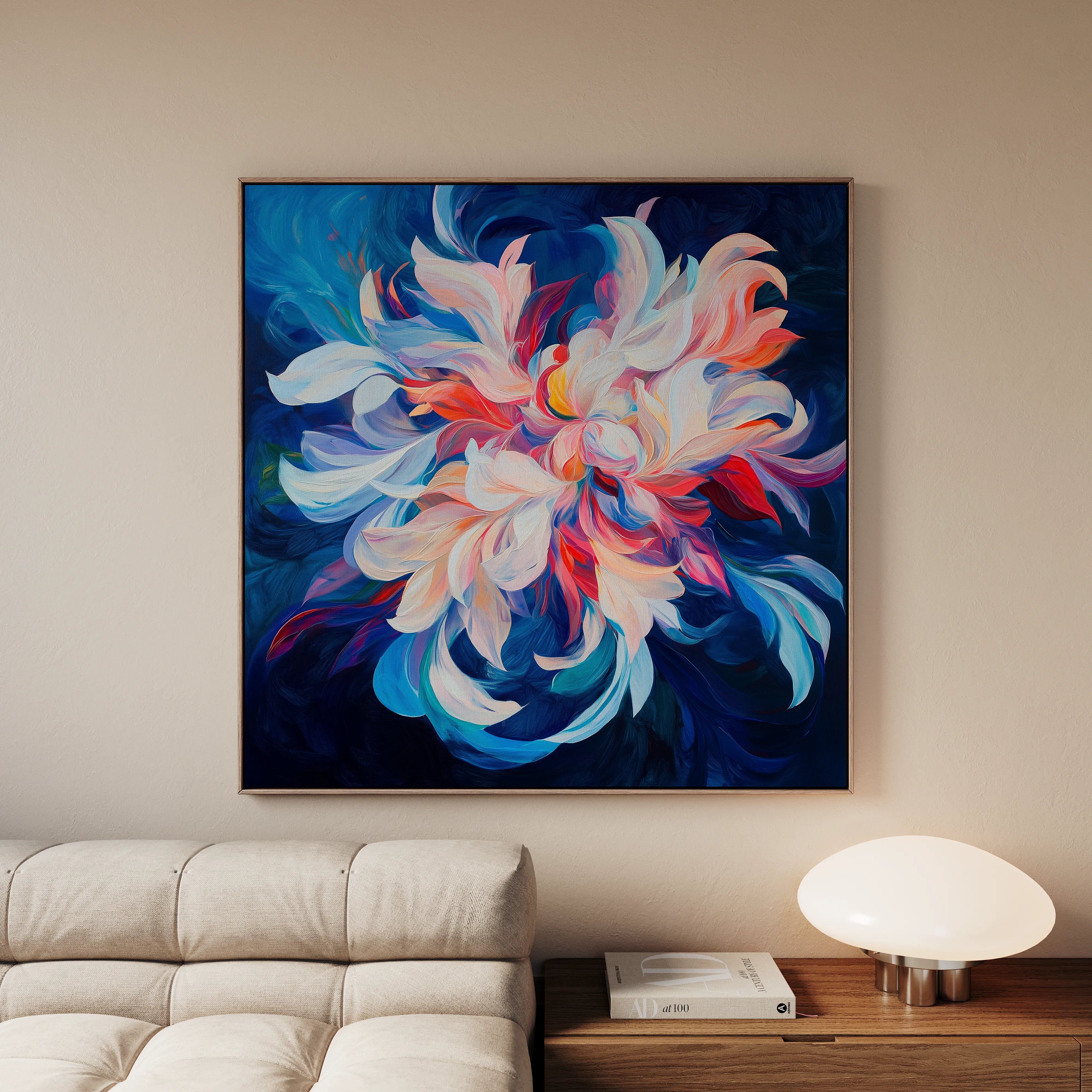 Floral 1249 Canvas Art 60 x 60 cm / Black
