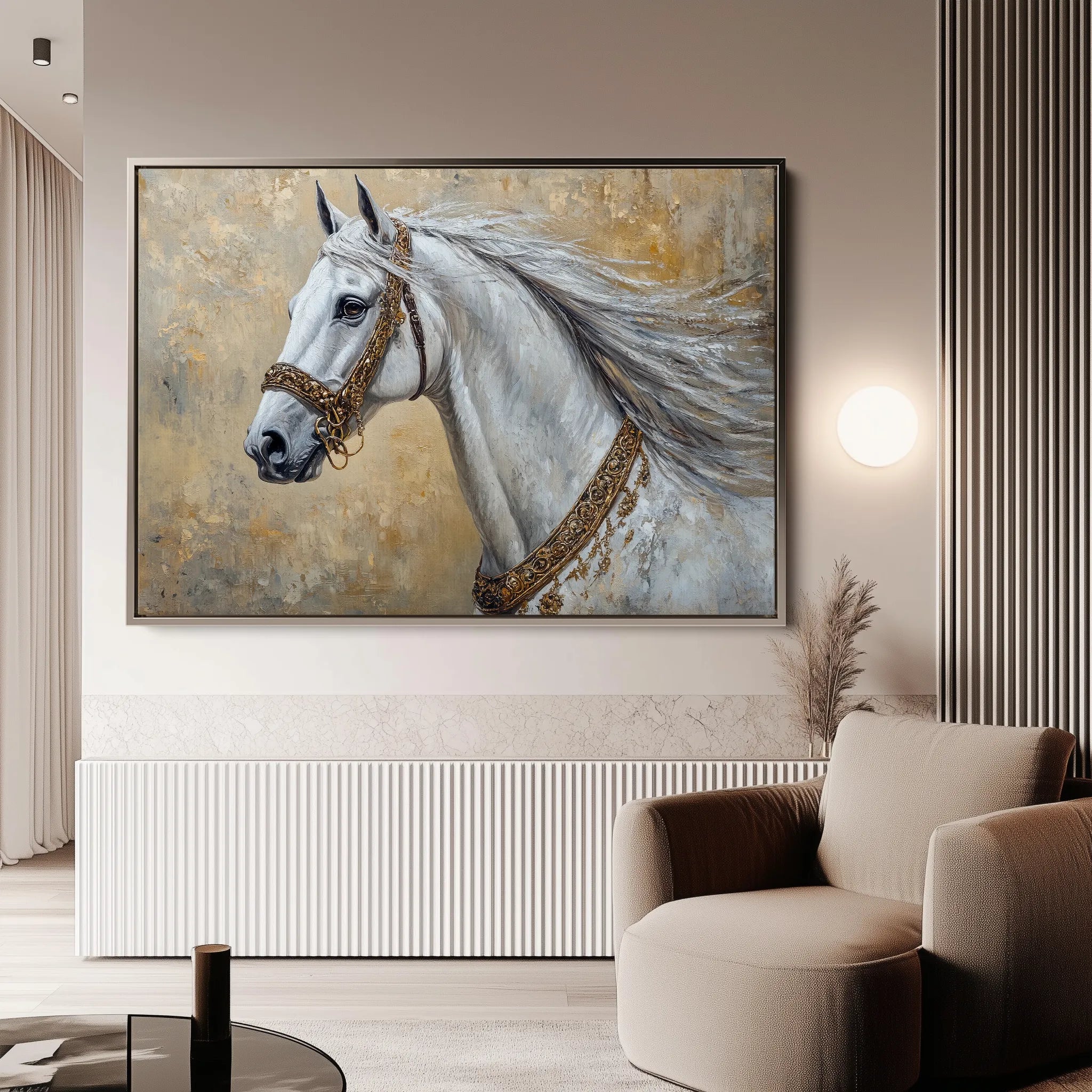 Horses 125 Canvas Art 60 x 40 cm / Black