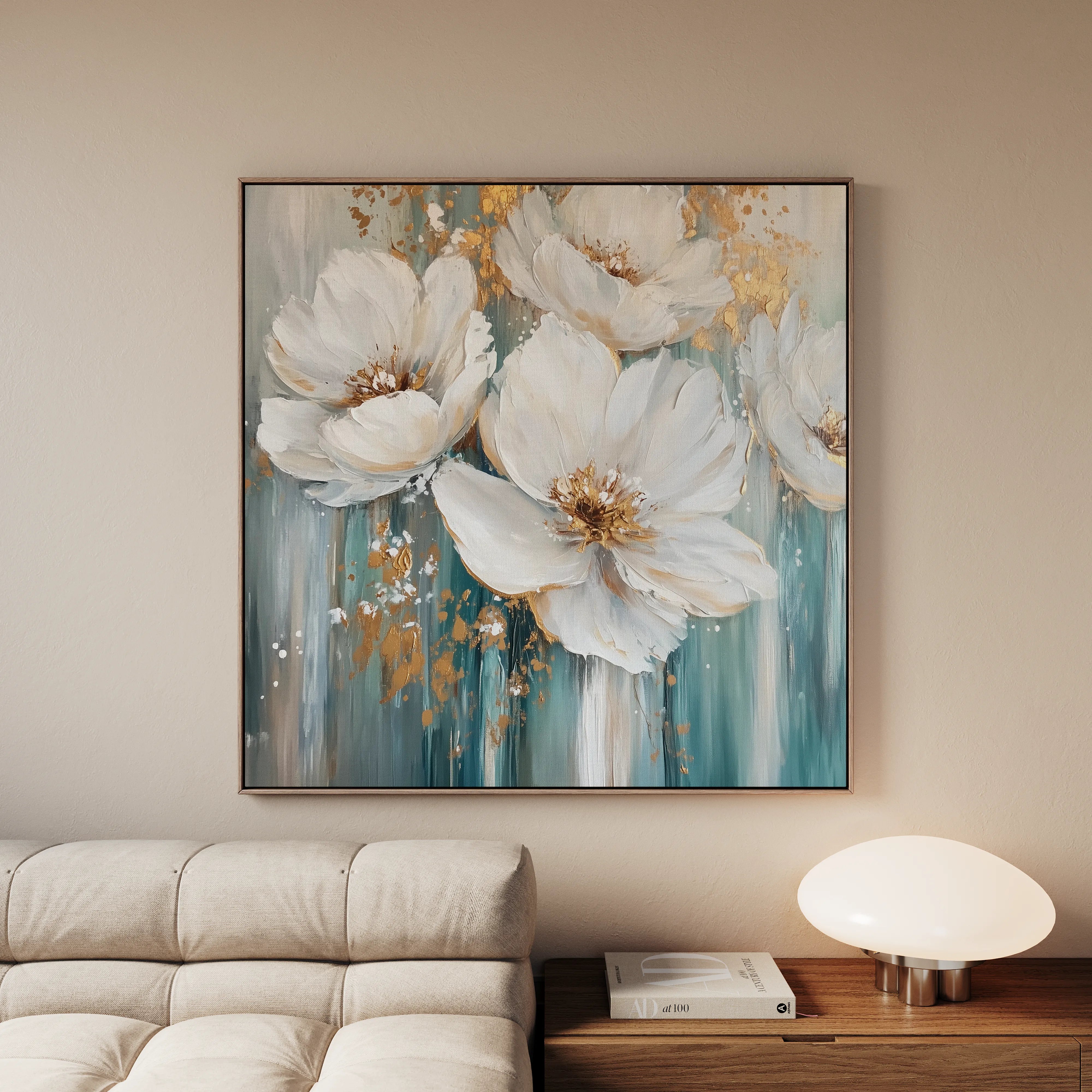 Floral 1252 Canvas Art 60 x 60 cm / Black