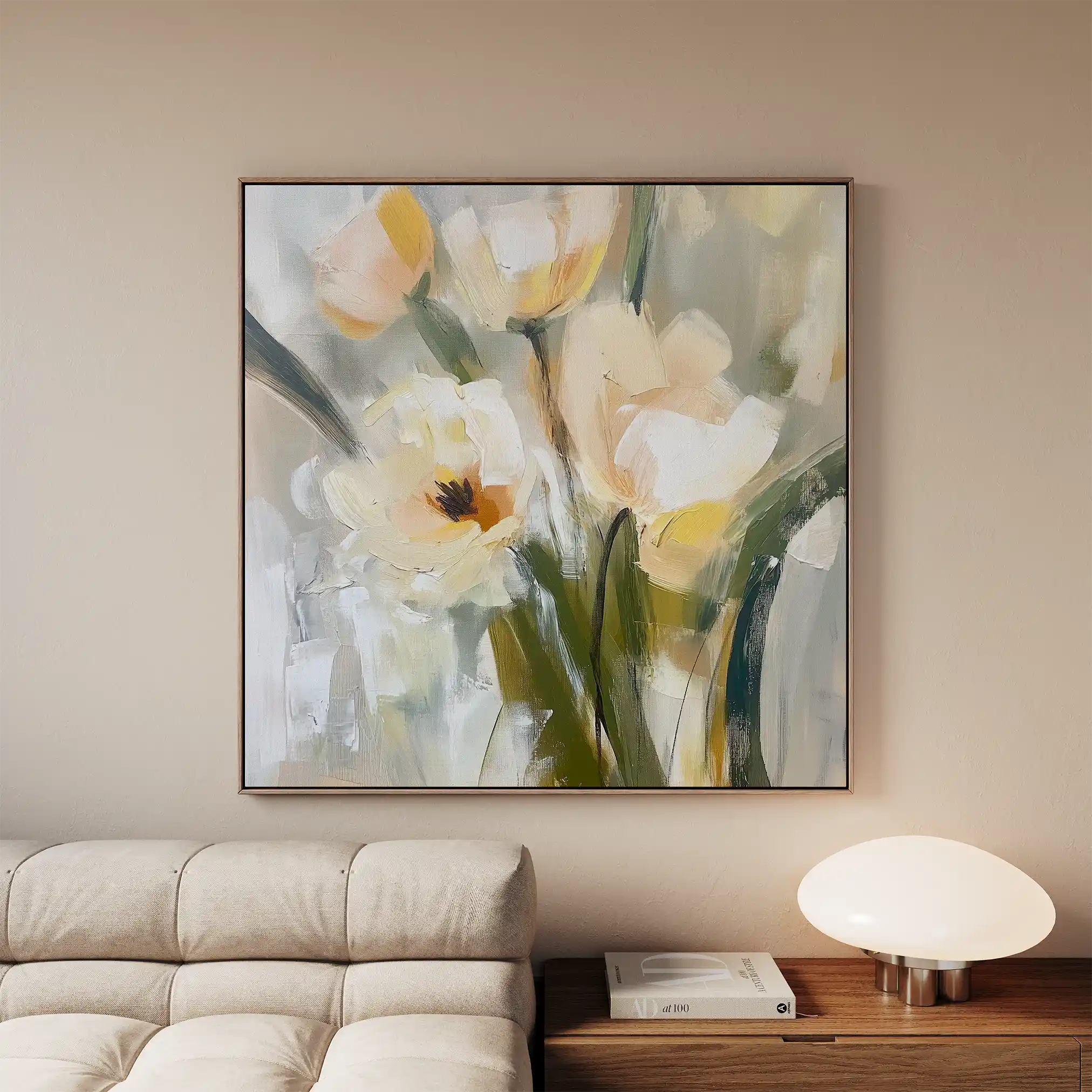 Floral 1255 Canvas Art 60 x 60 cm / Black