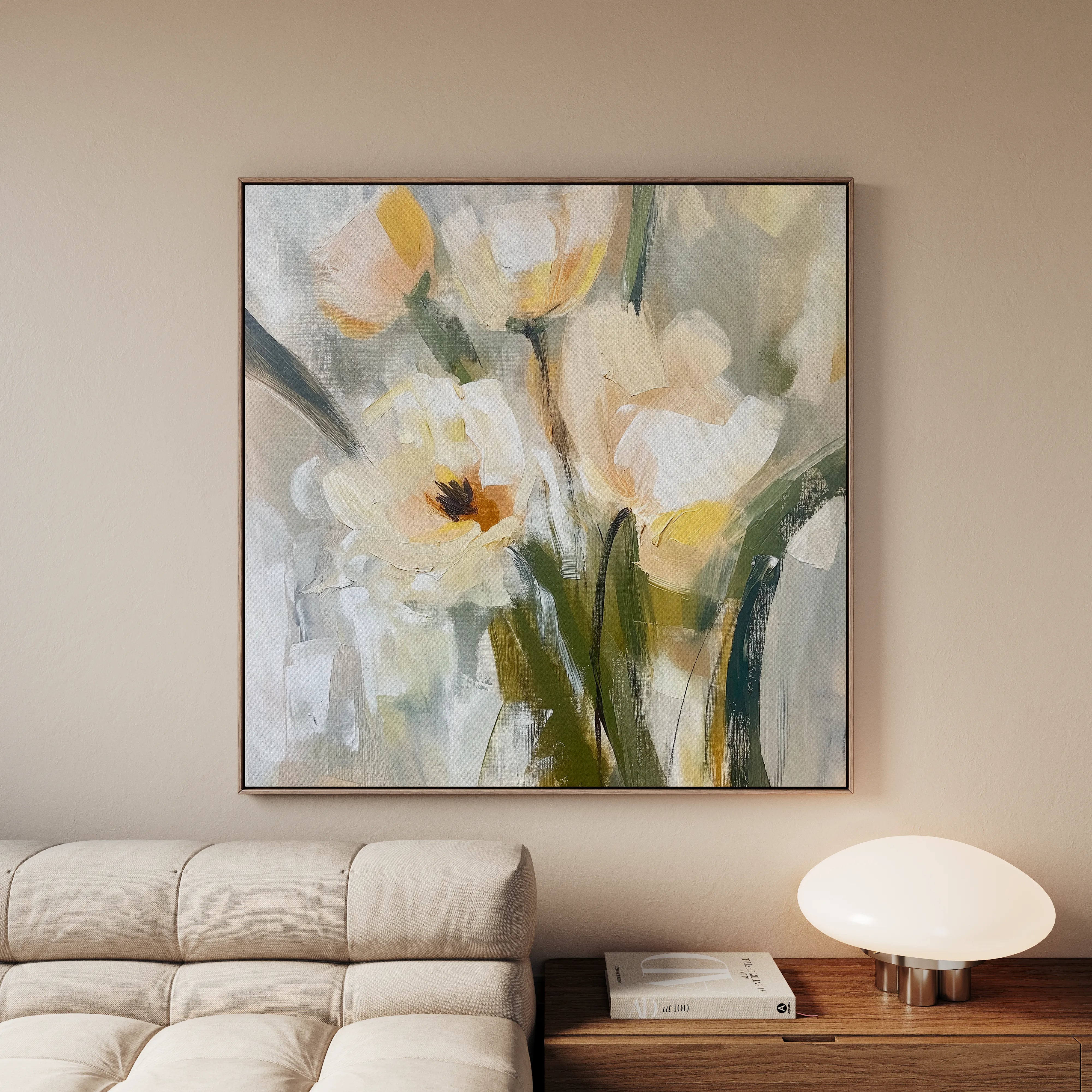 Floral 1255 Canvas Art 60 x 60 cm / Black