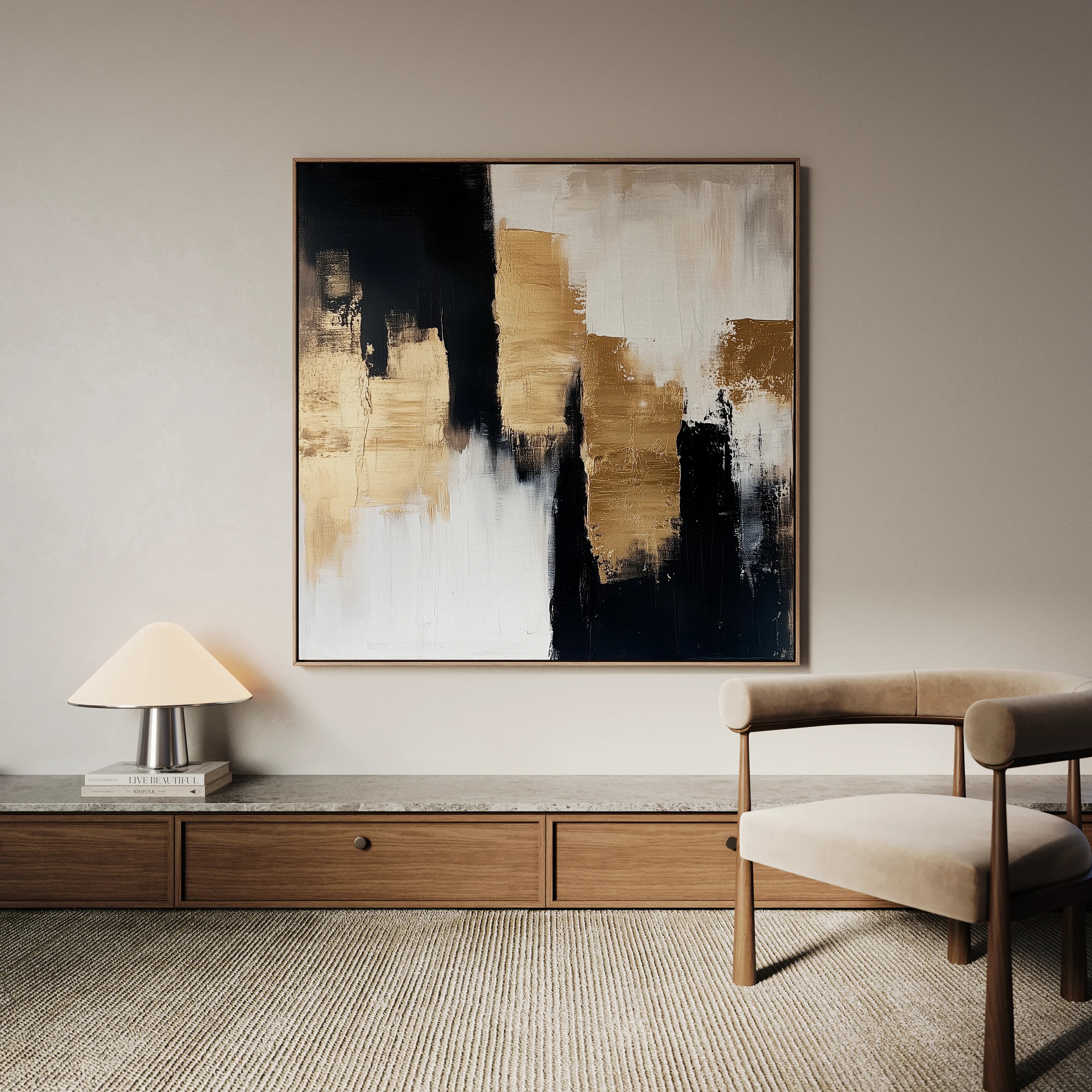 Abstract 1257 Canvas Art 60 x 60 cm / Black