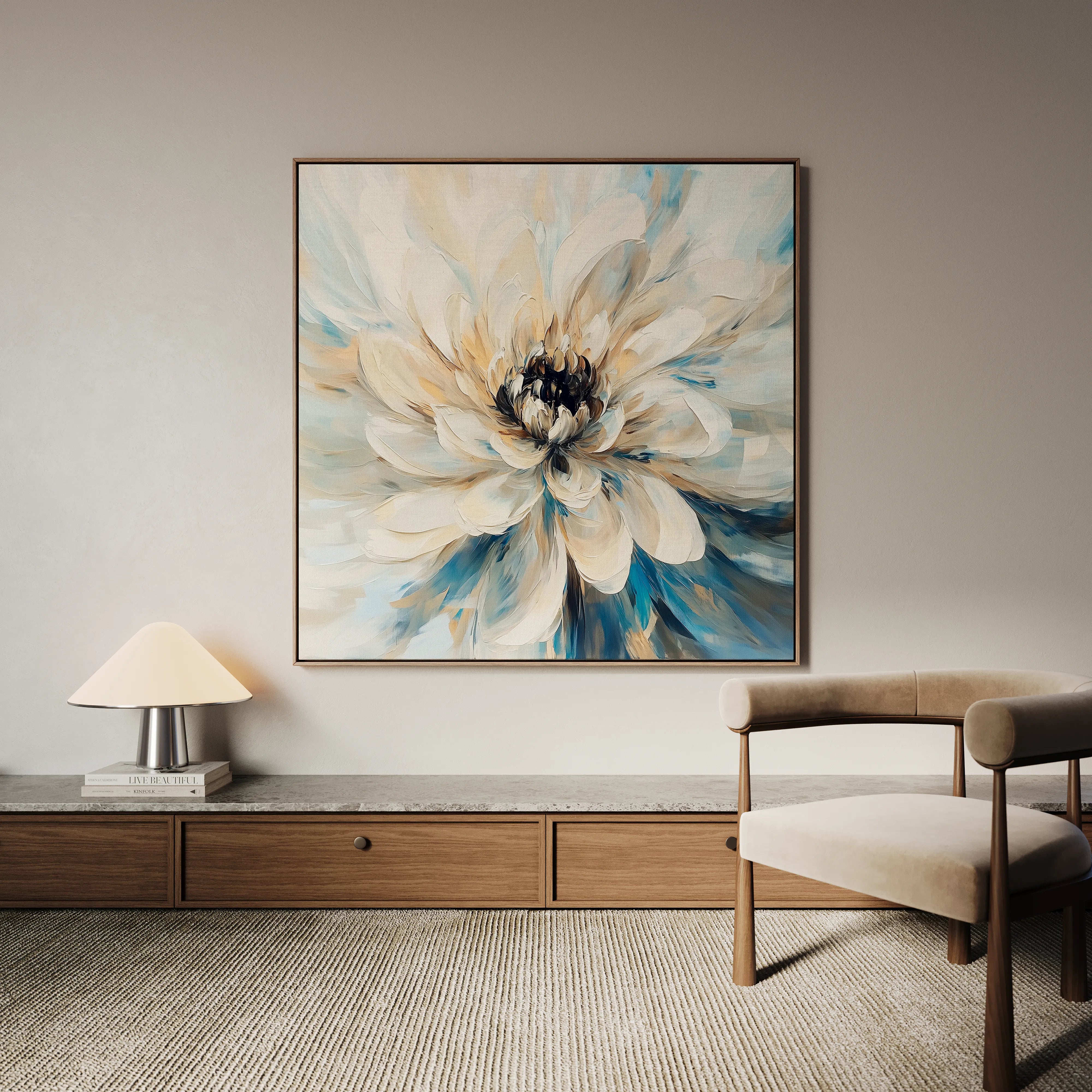 Floral 1257 Canvas Art 60 x 60 cm / Black