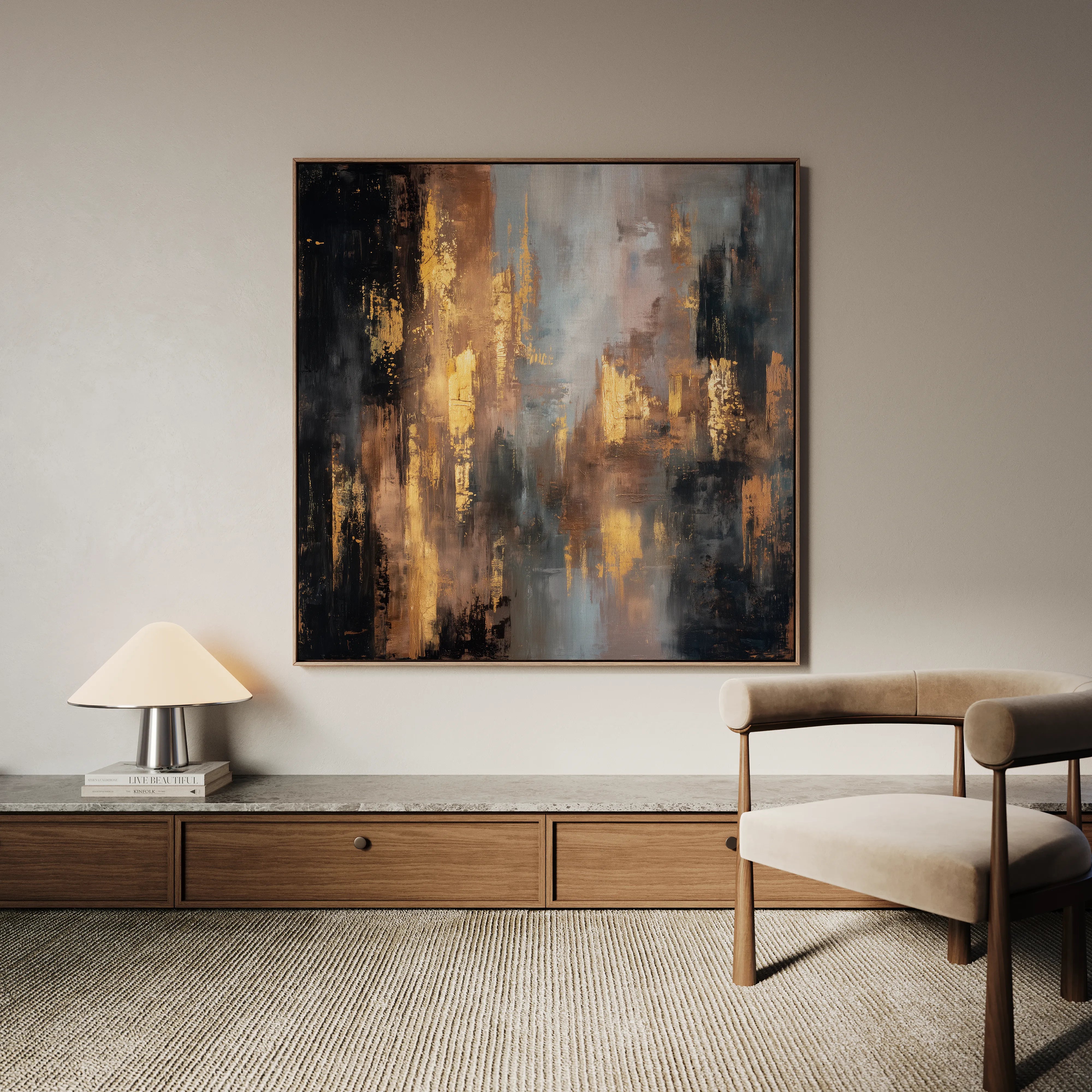 Abstract 1258 Canvas Art 60 x 60 cm / Black