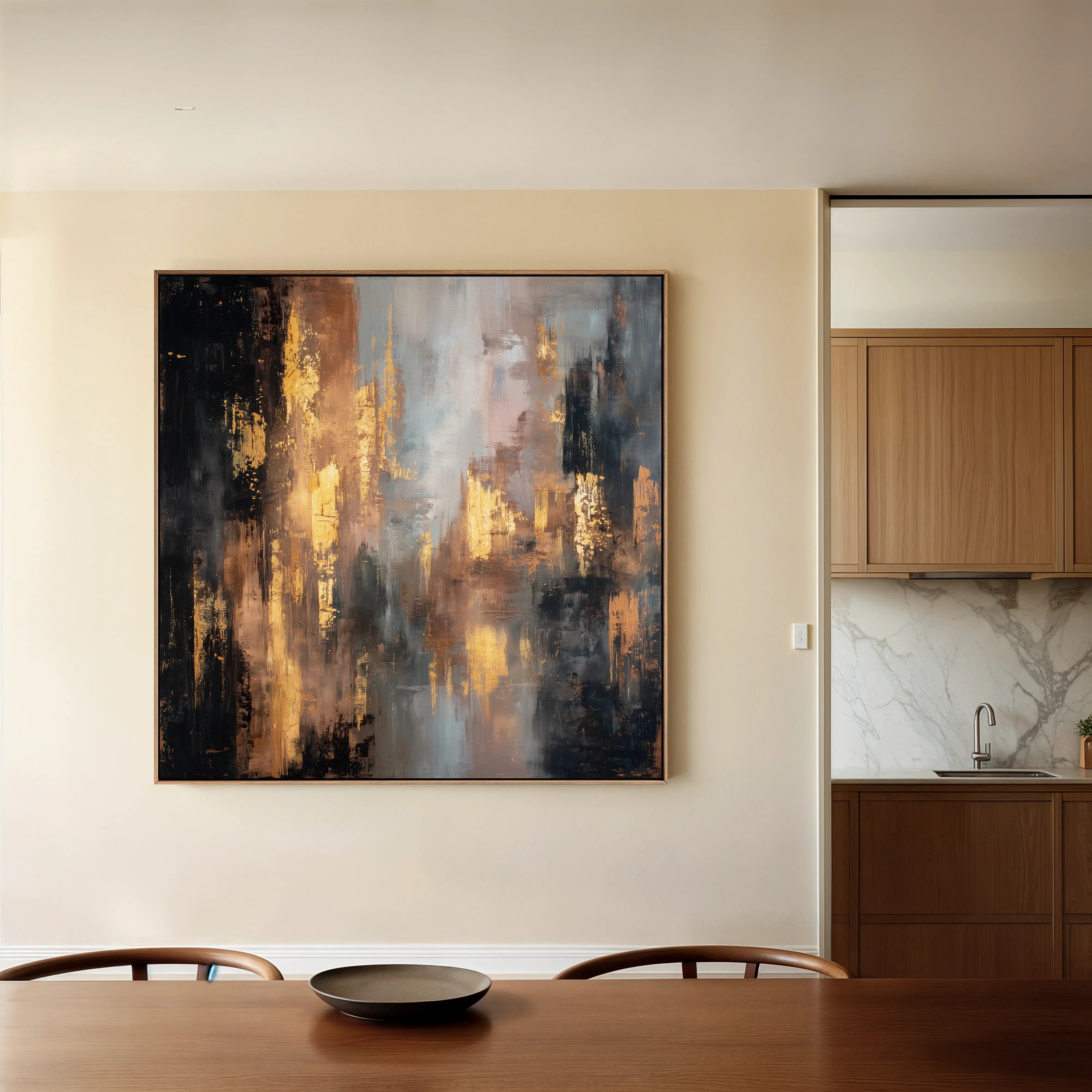 Abstract 1258 Canvas Art 60 x 60 cm / Black