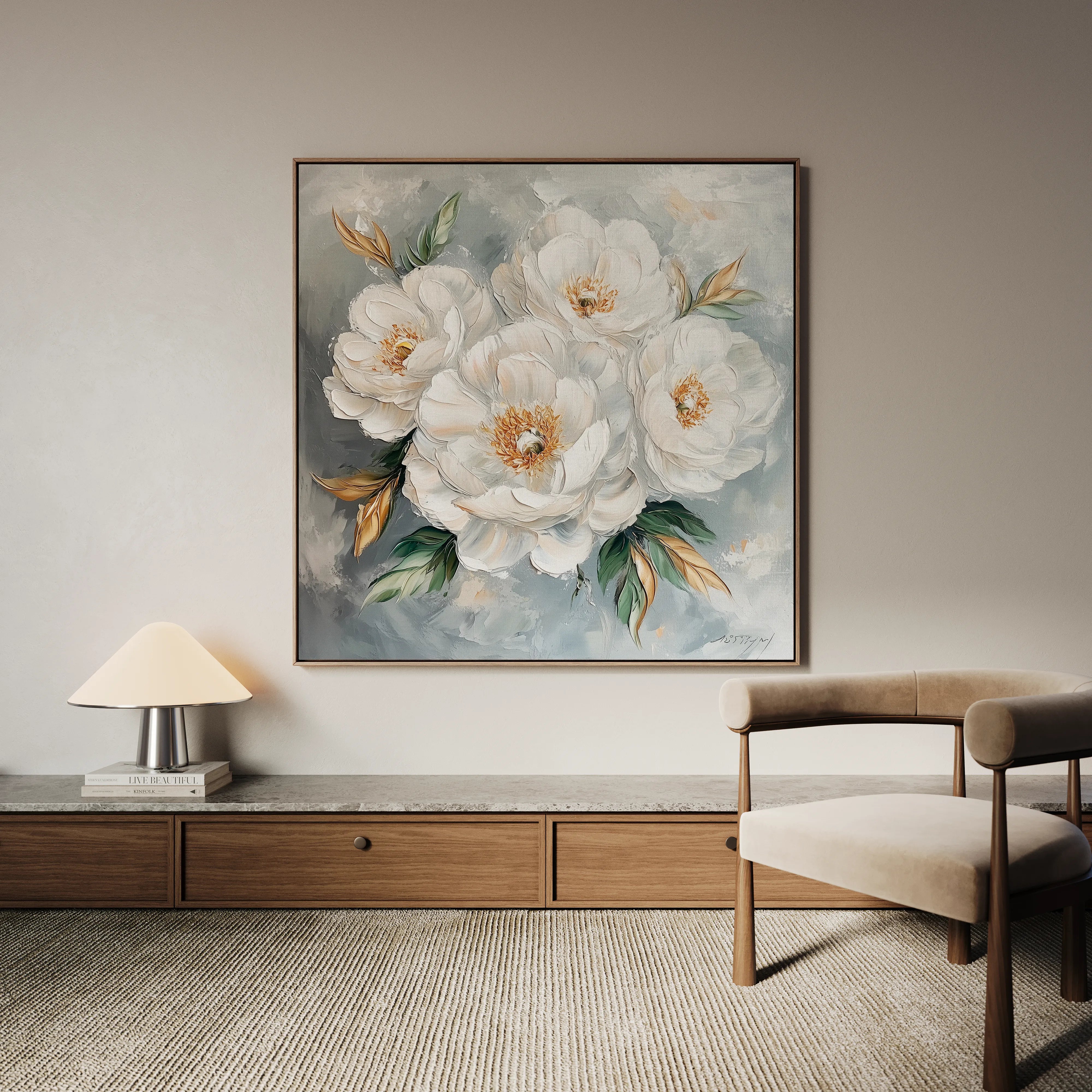 Floral 1262 Canvas Art 60 x 60 cm / Black