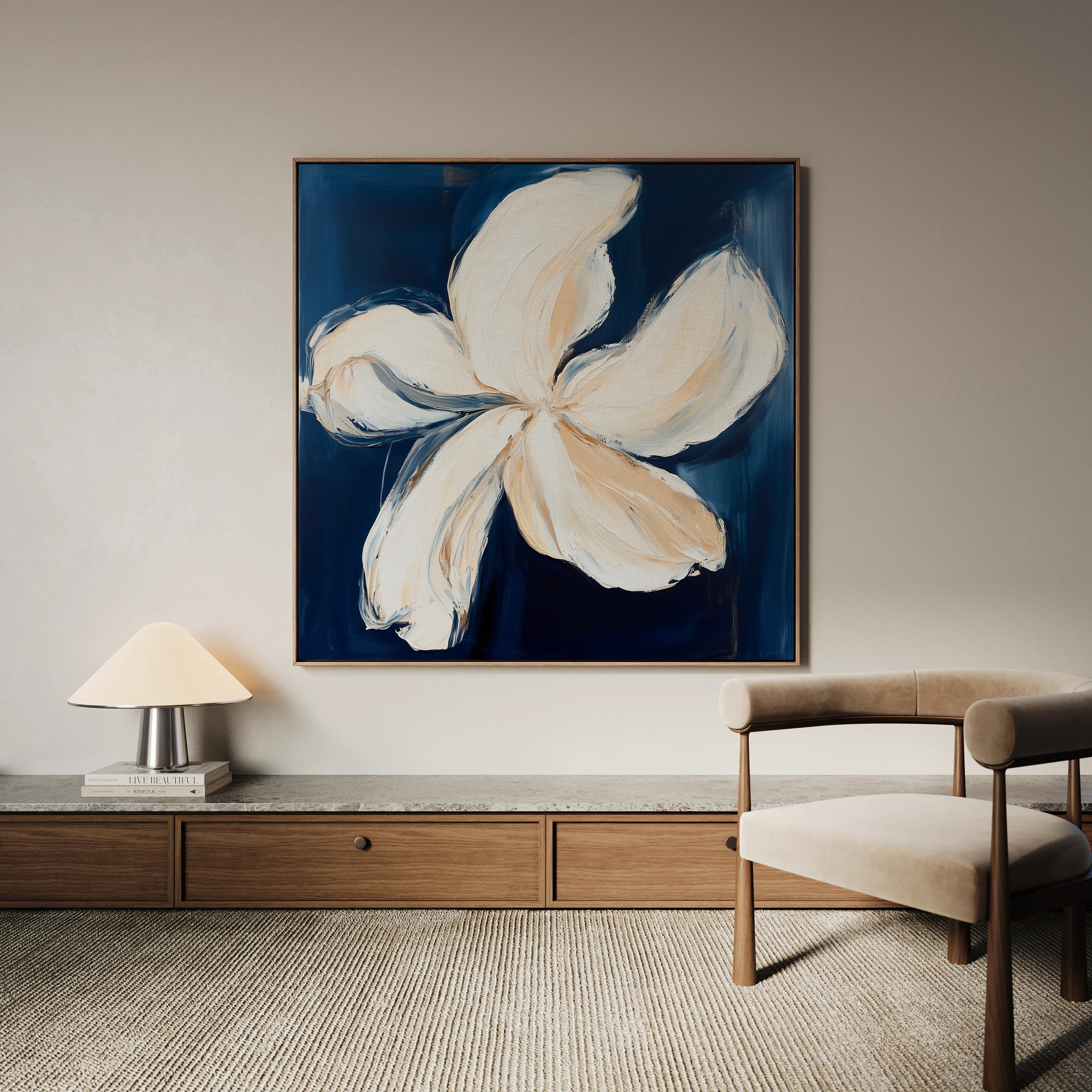 Floral 1263 Canvas Art 60 x 60 cm / Black