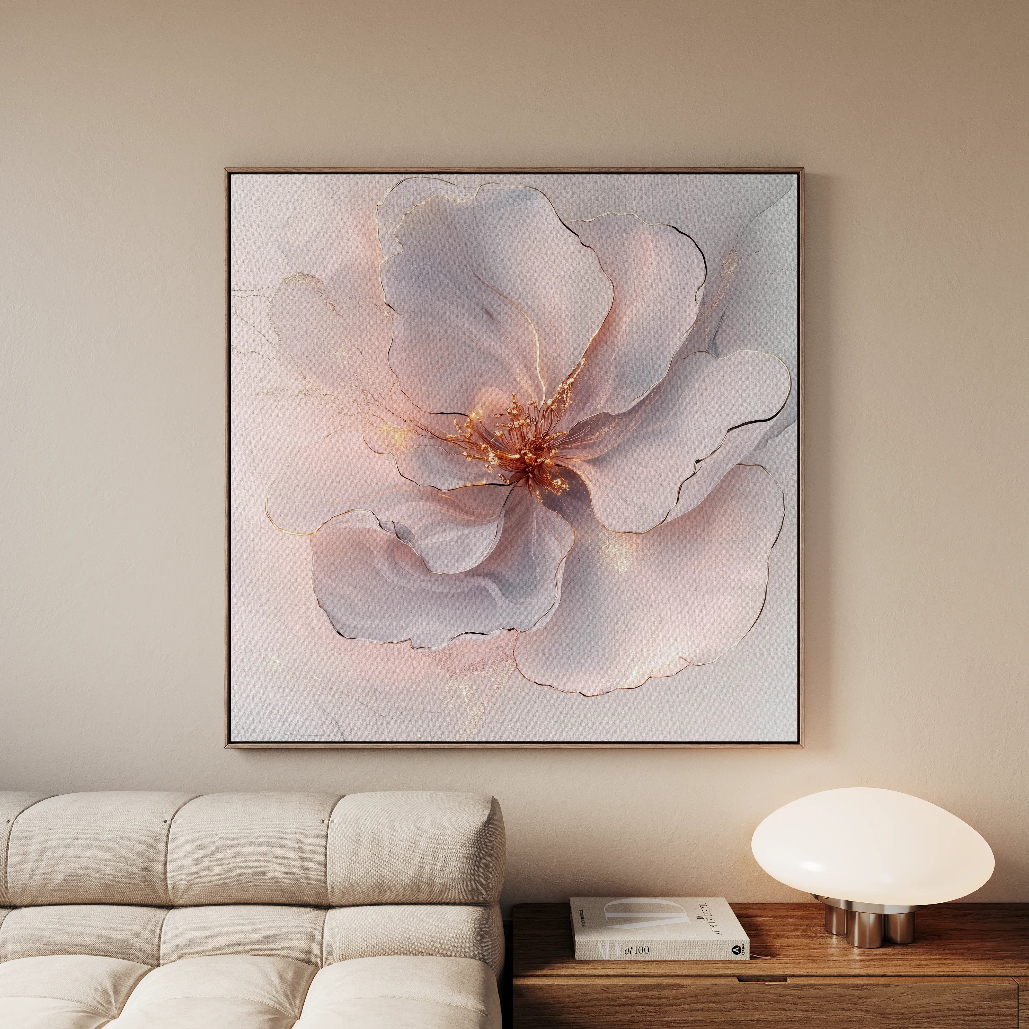 Floral 1264 Canvas Art 60 x 60 cm / Black