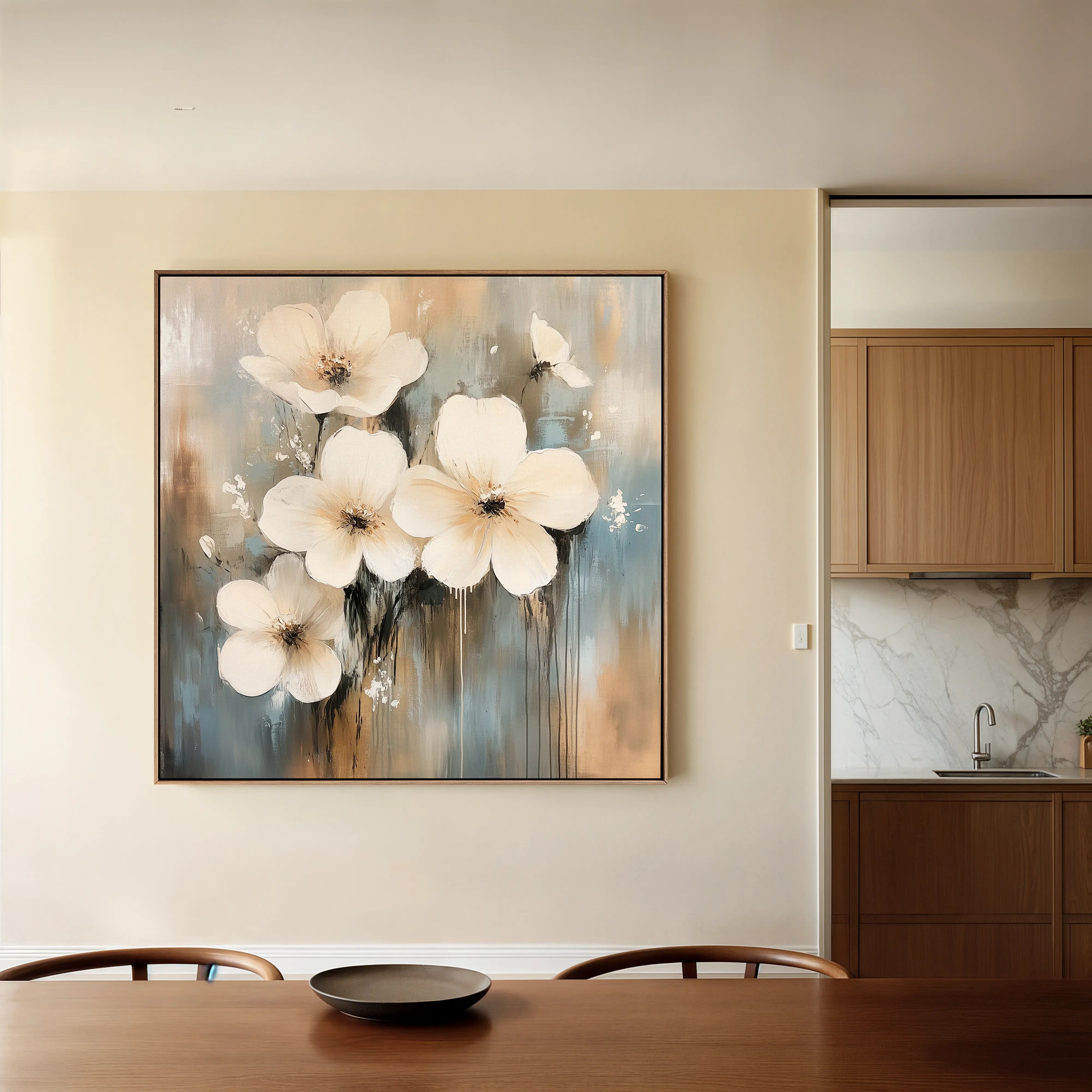 Floral 1265 Canvas Art 60 x 60 cm / Black