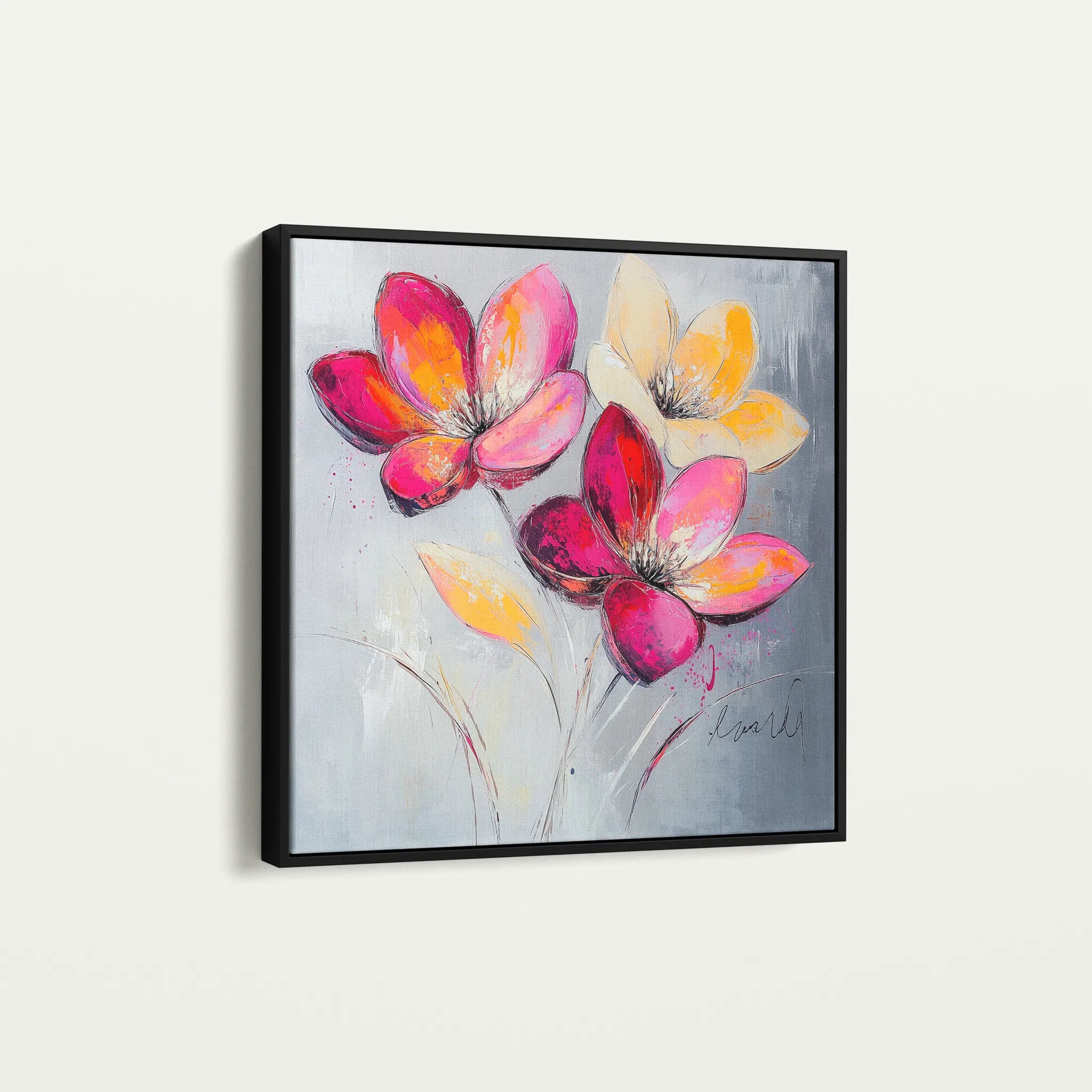 Floral 1267 Canvas Art 60 x 60 cm / Black