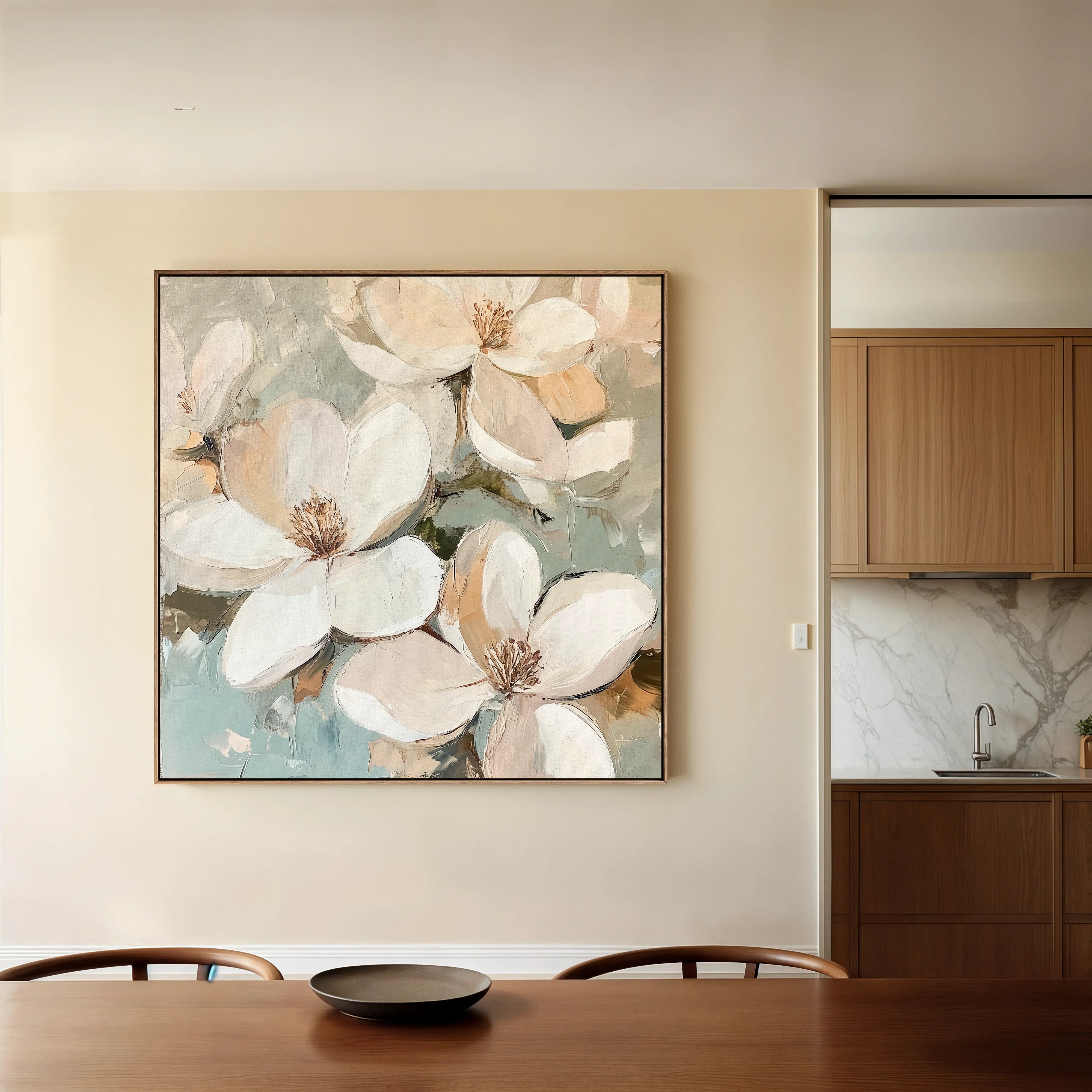 Floral 1268 Canvas Art 60 x 60 cm / Black