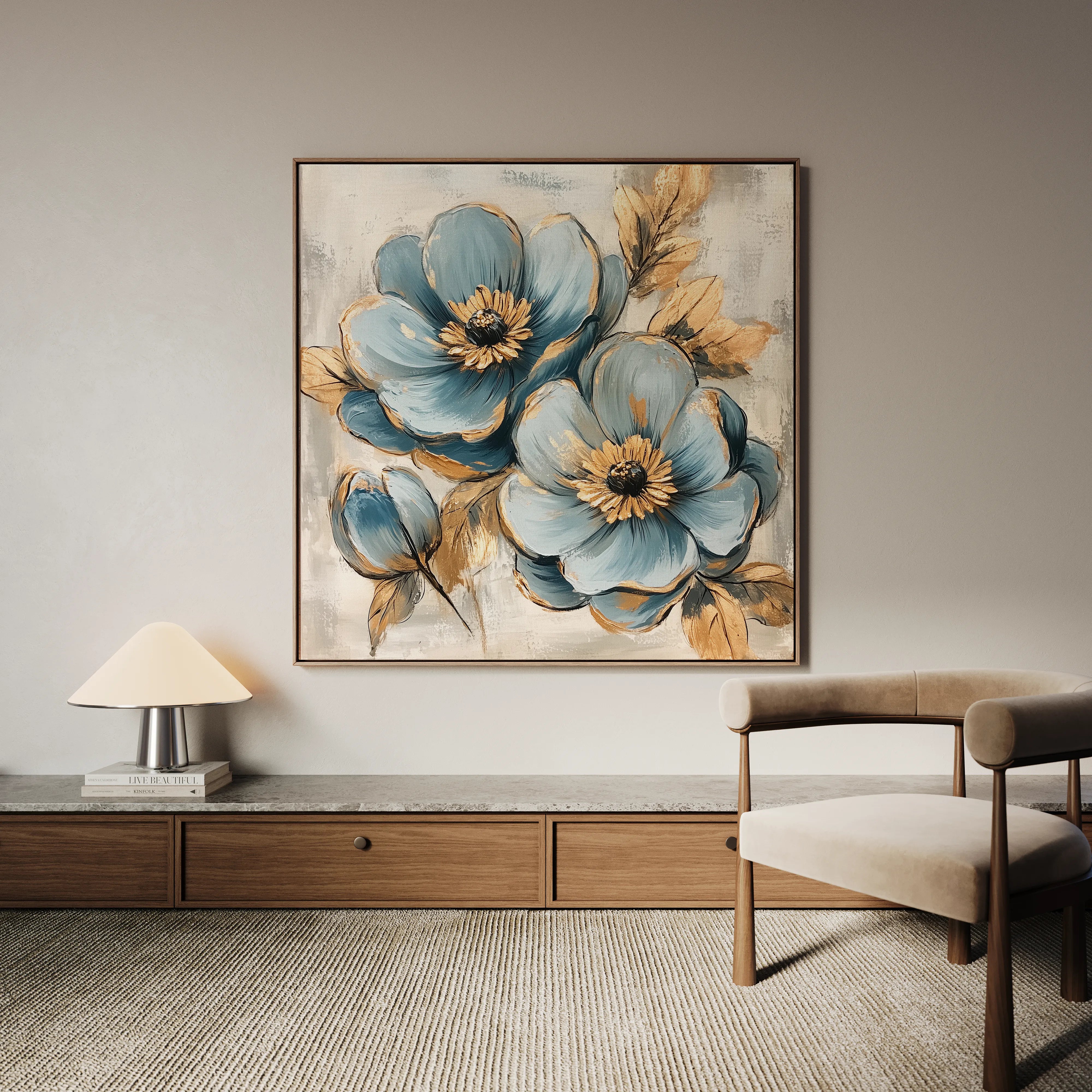 Floral 1272 Canvas Art 60 x 60 cm / Black