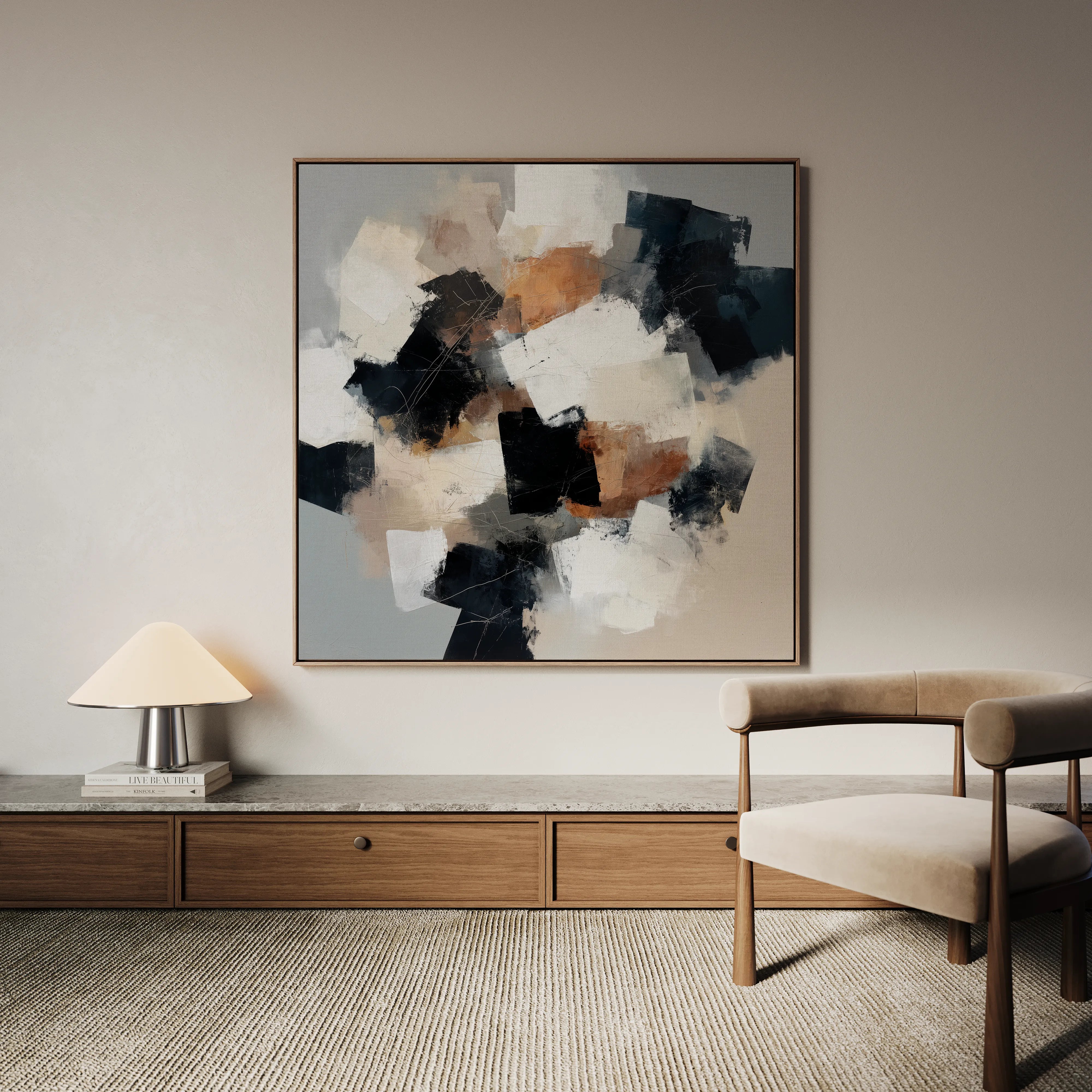 Abstract 1273 Canvas Art 60 x 60 cm / Black