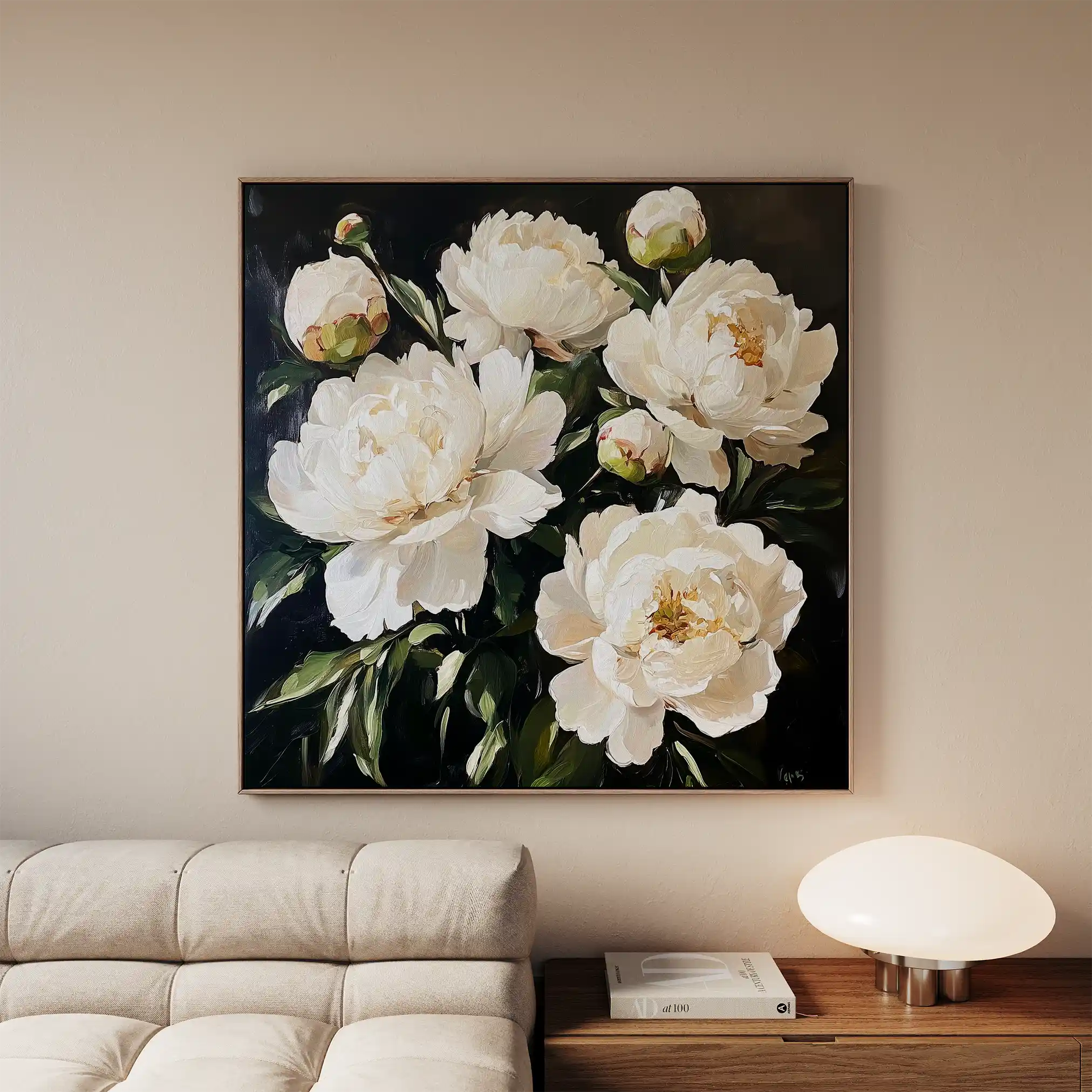 Floral 1273 Canvas Art 60 x 60 cm / Black