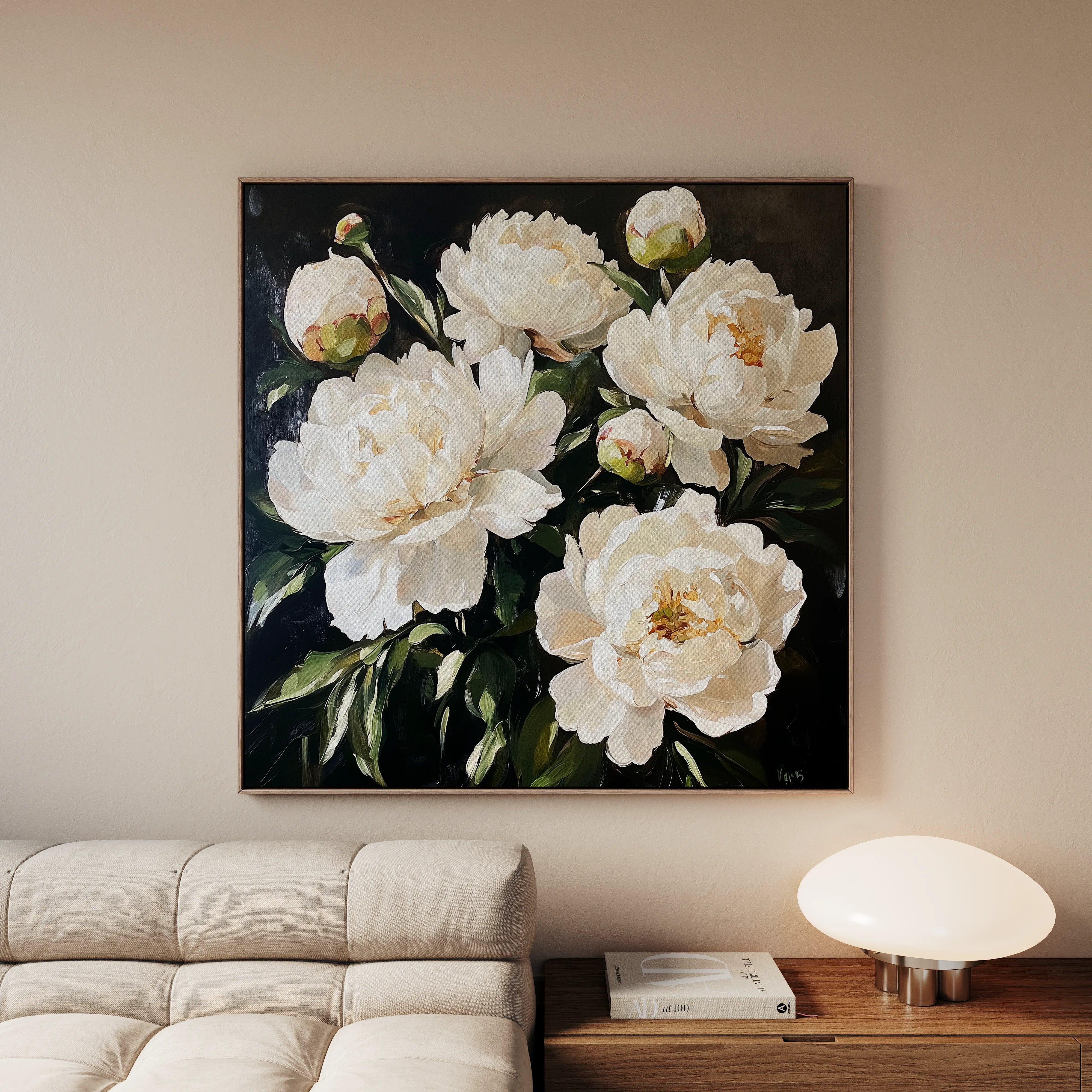 Floral 1273 Canvas Art 60 x 60 cm / Black