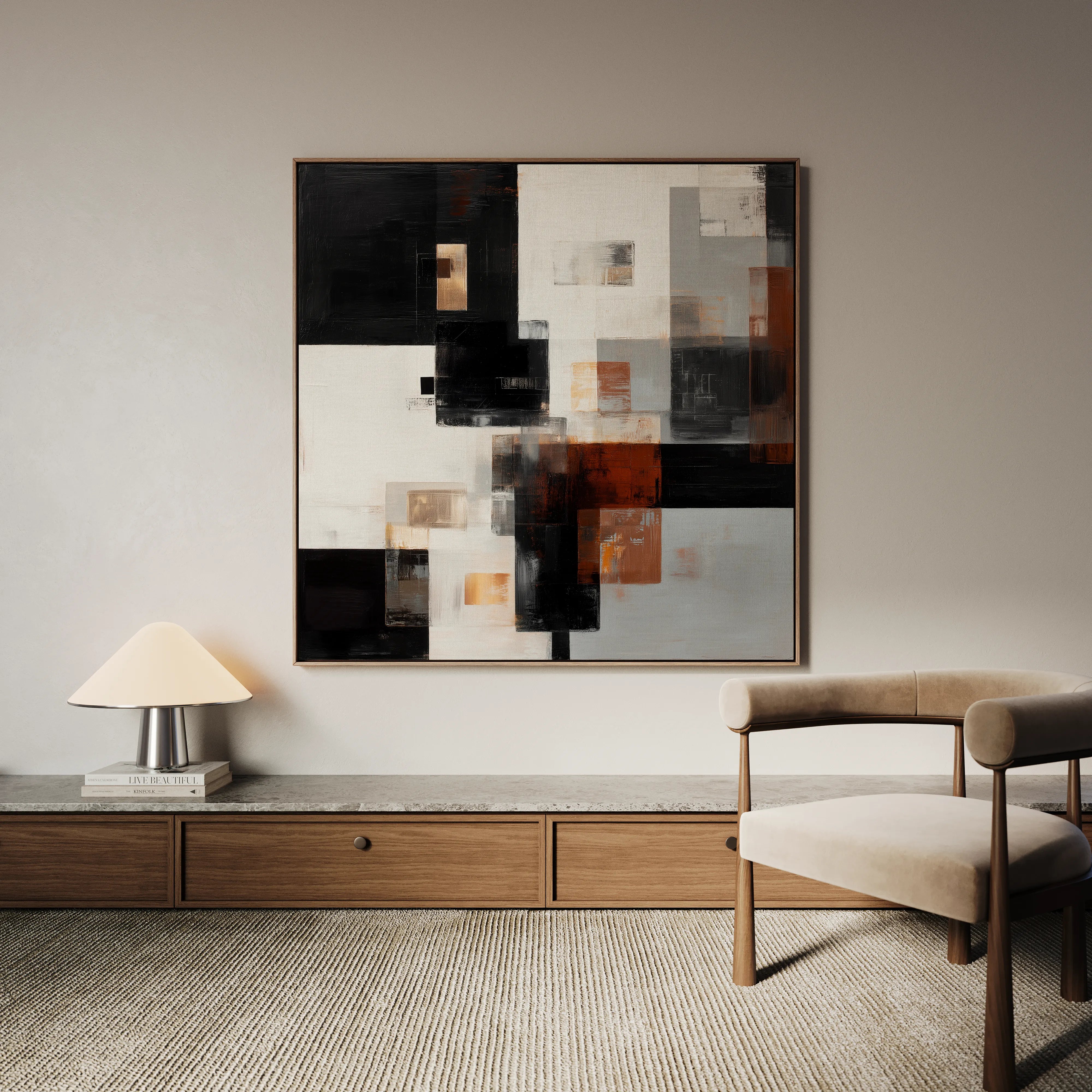 Abstract 1274 Canvas Art 60 x 60 cm / Black