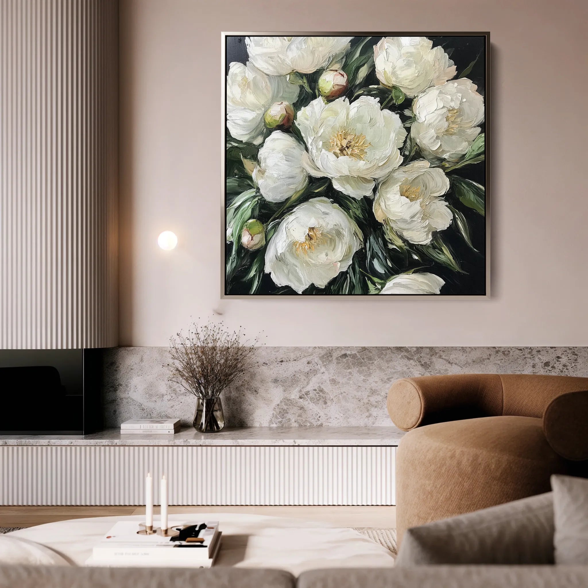 Floral 1274 Canvas Art 60 x 60 cm / Black