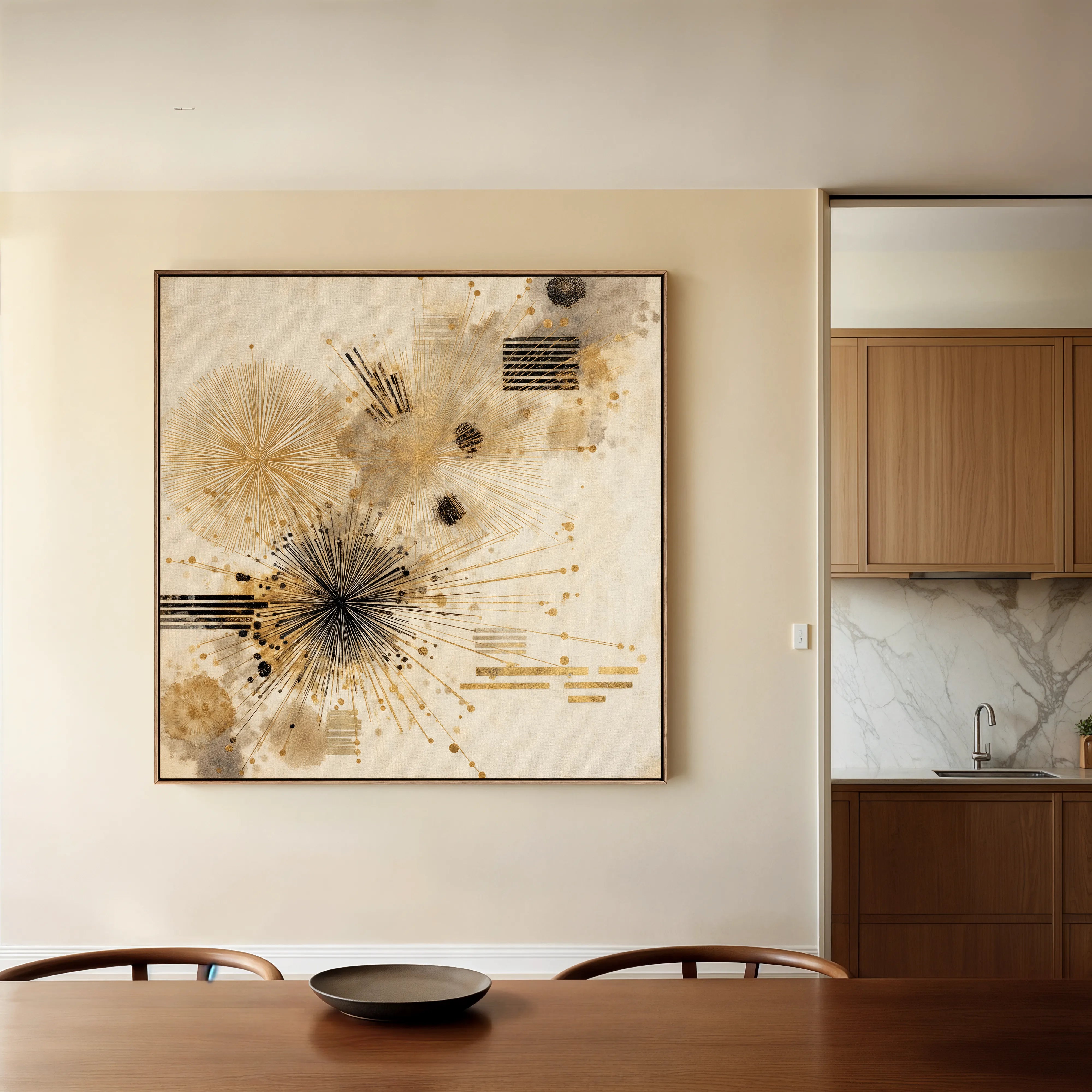 Abstract 1278 Canvas Art 60 x 60 cm / Black