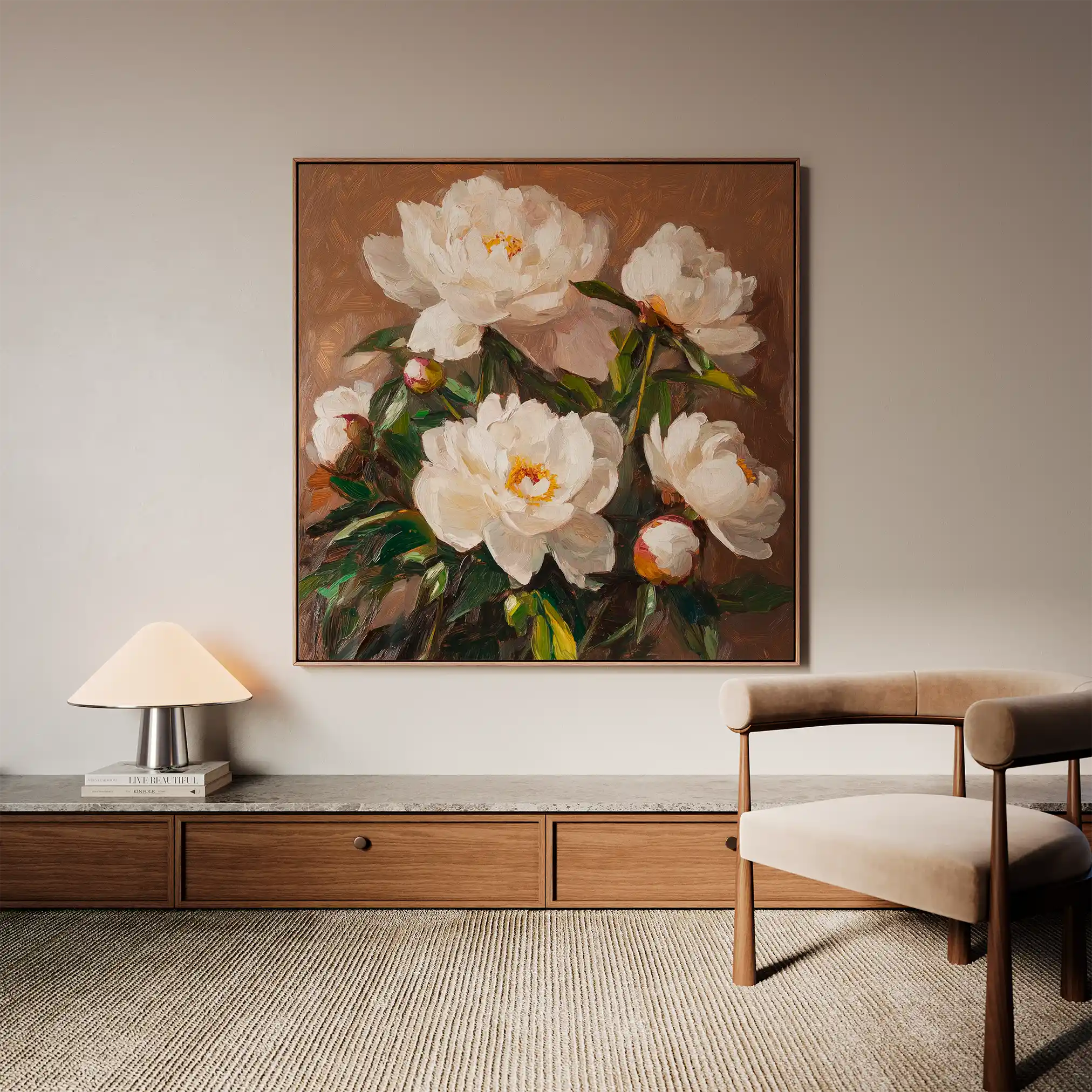 Floral 1279 Canvas Art 60 x 60 cm / Black