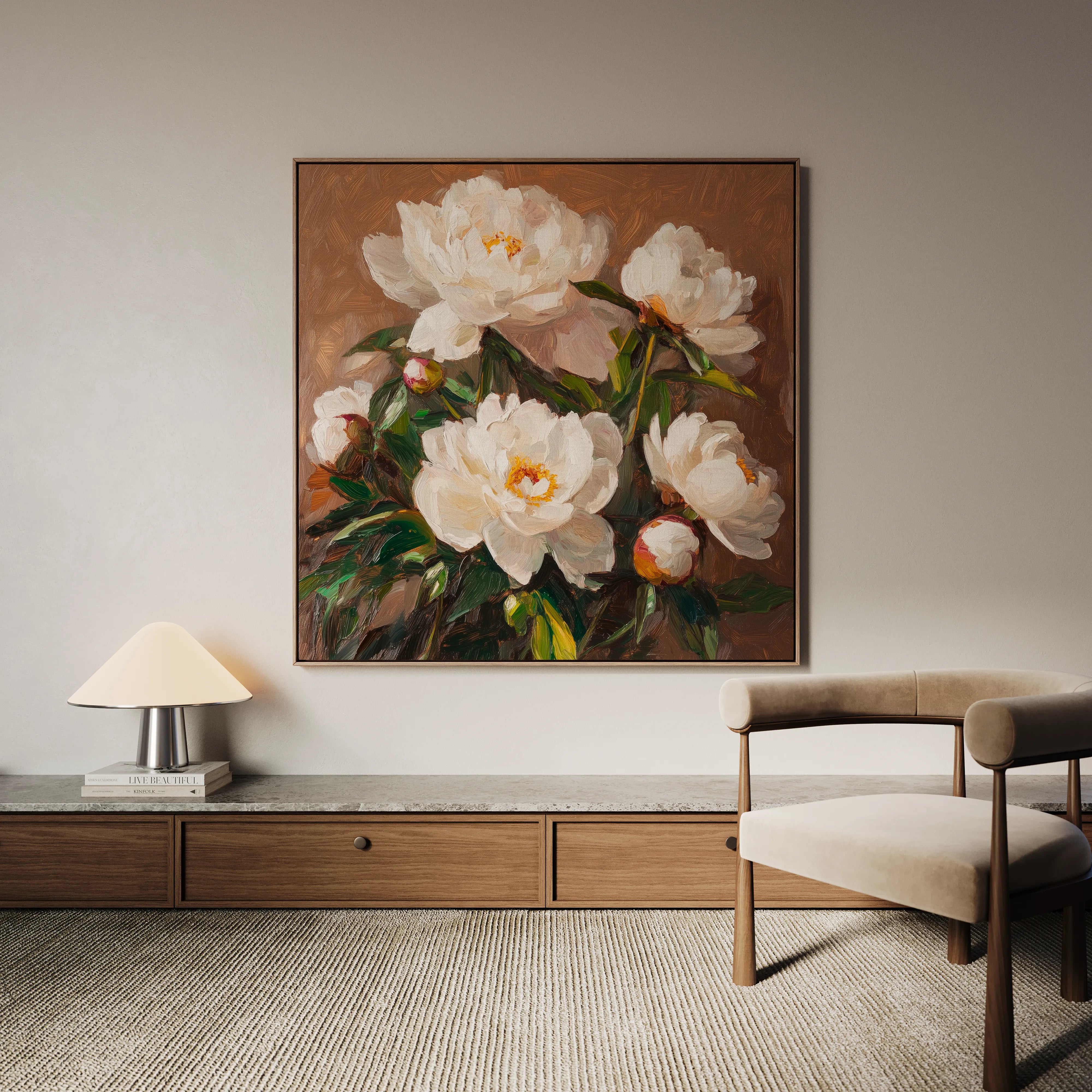Floral 1279 Canvas Art 60 x 60 cm / Black