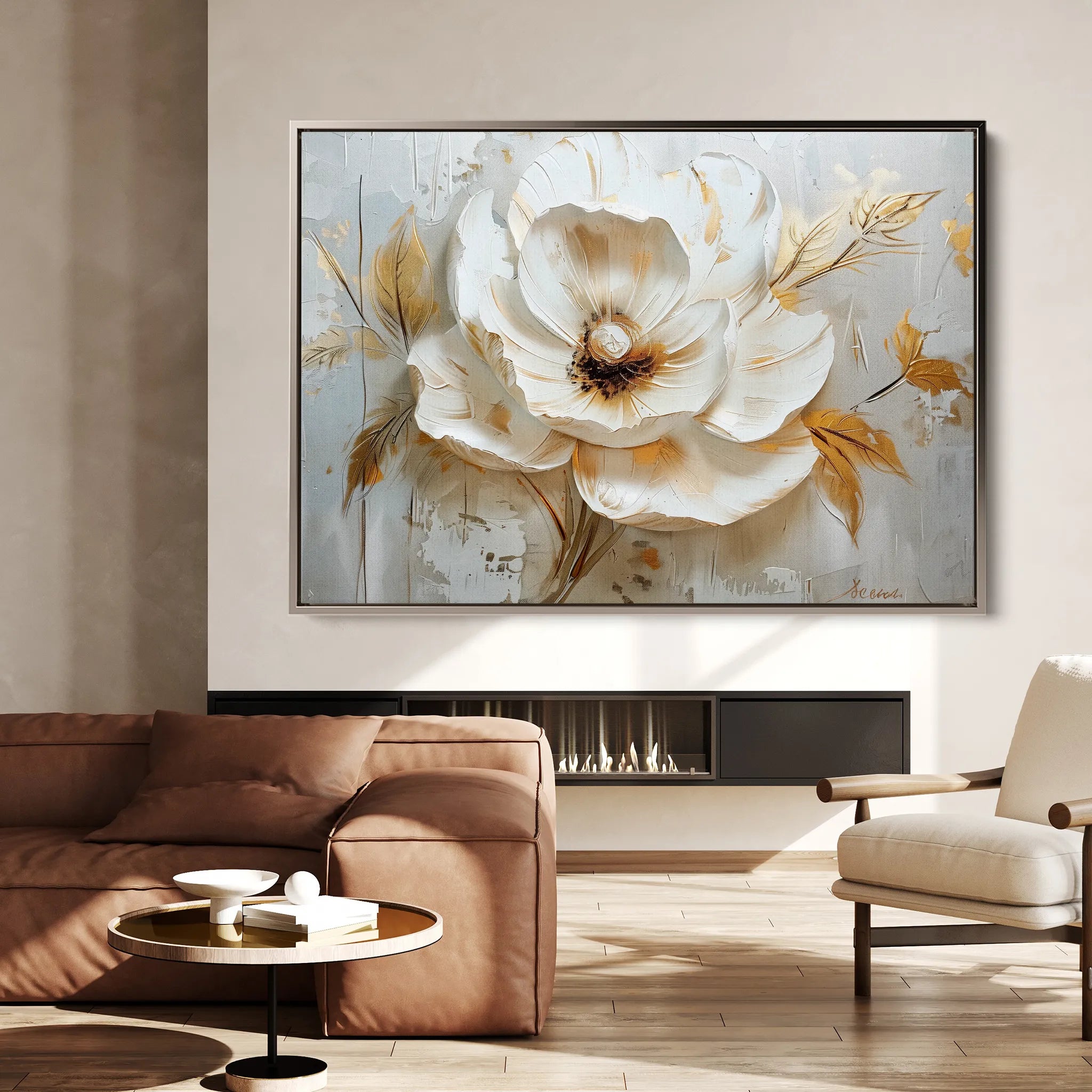 Floral 128 Canvas Art 60 x 40 cm / Black