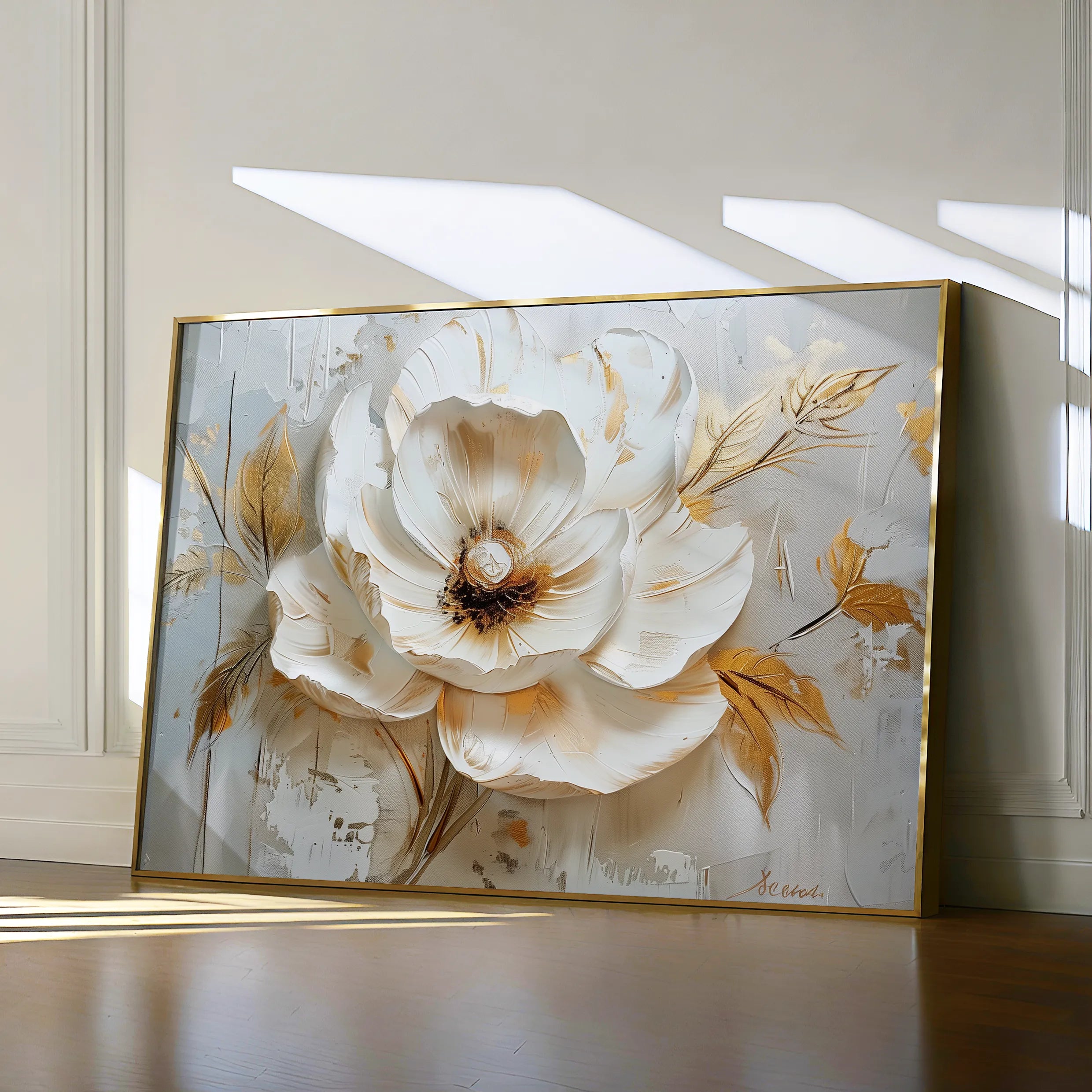 Floral 128 Canvas Art 60 x 40 cm / Black